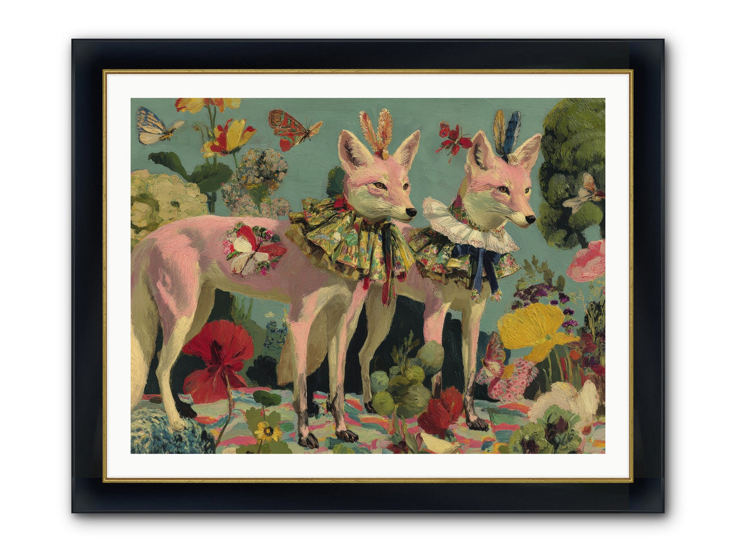 Woodland Haze Framed Print - Wide Black w/Gold 40x30