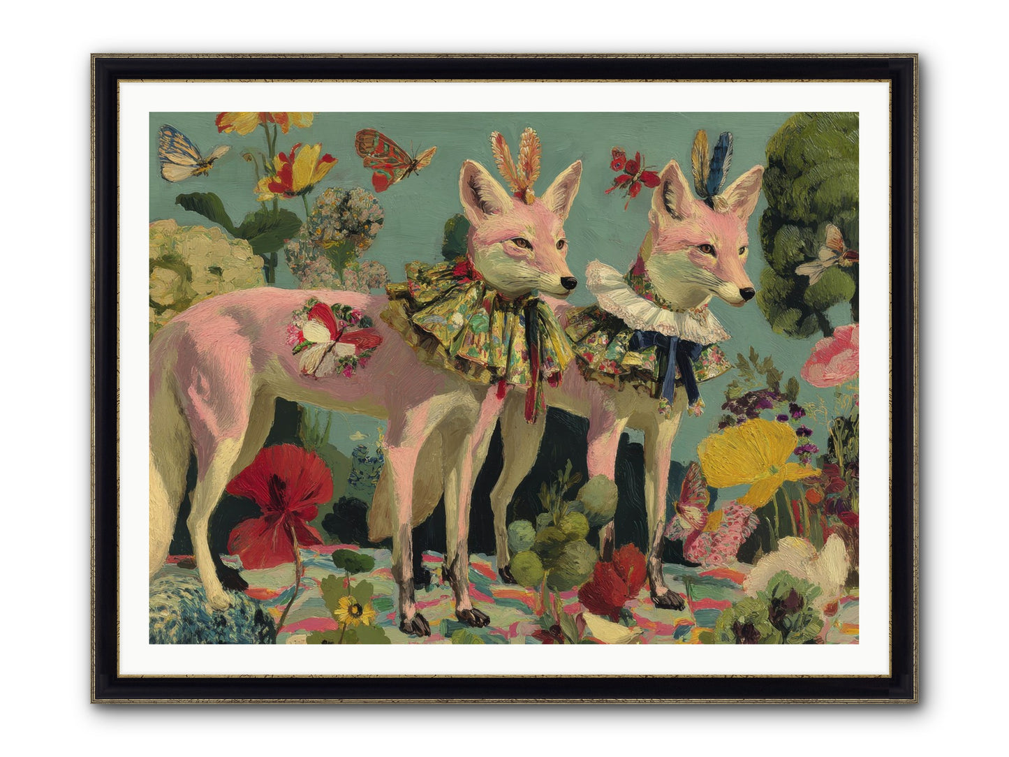 Woodland Haze Framed Print - Black & Gold 48x36