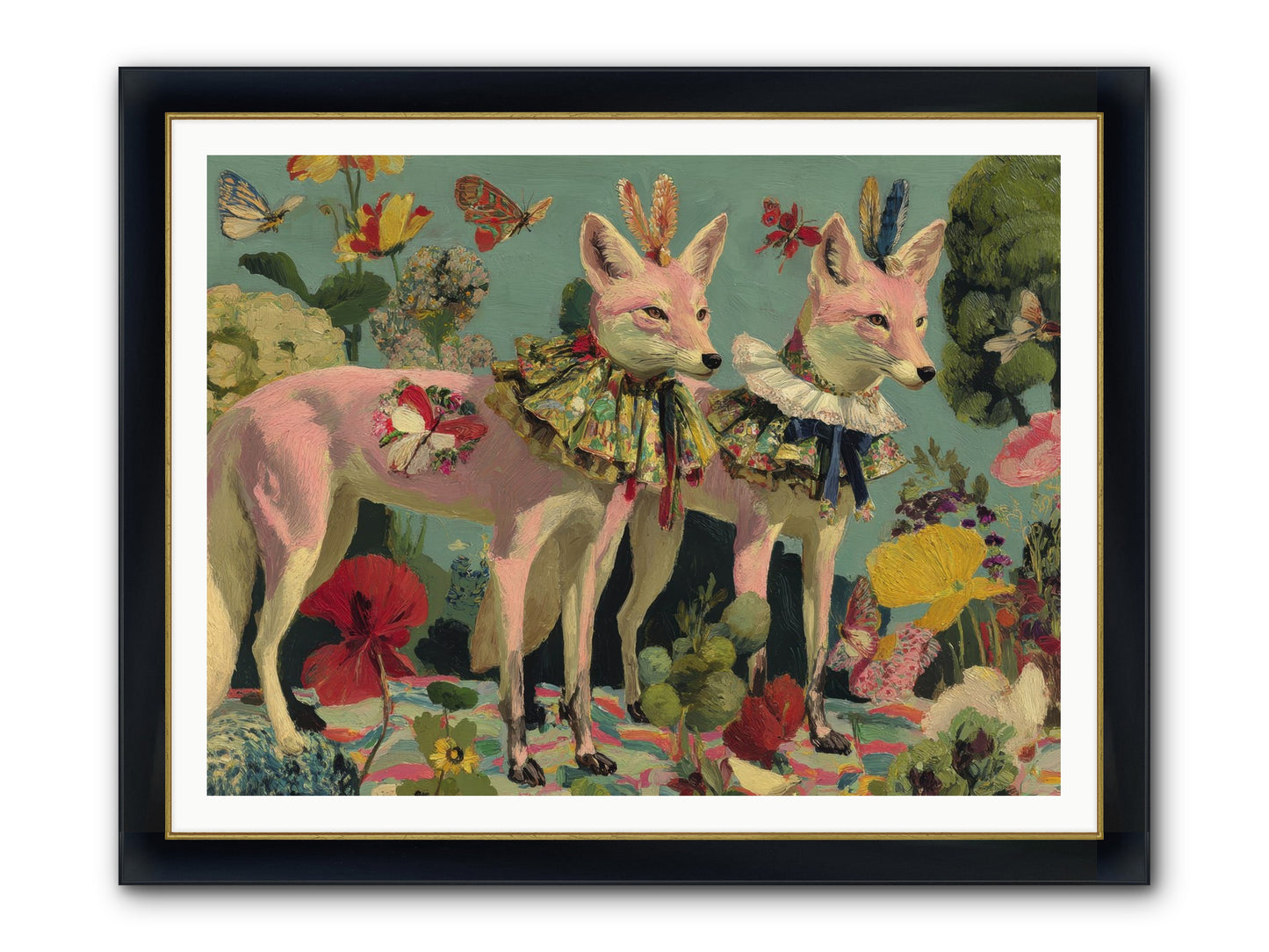 Woodland Haze Framed Print - Wide Black w/Gold 48x36