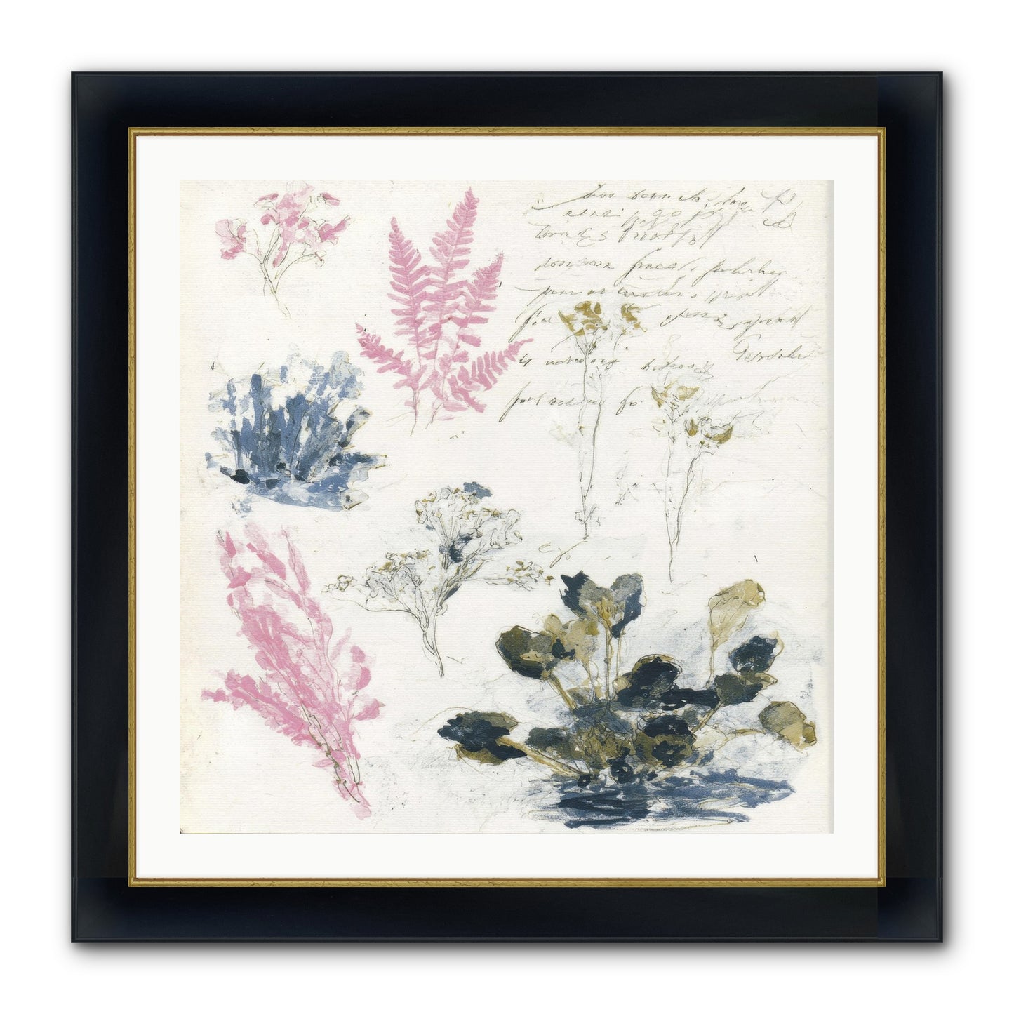 Woodland Memoir No.1 Framed Print - Wide Black w/Gold 30x30