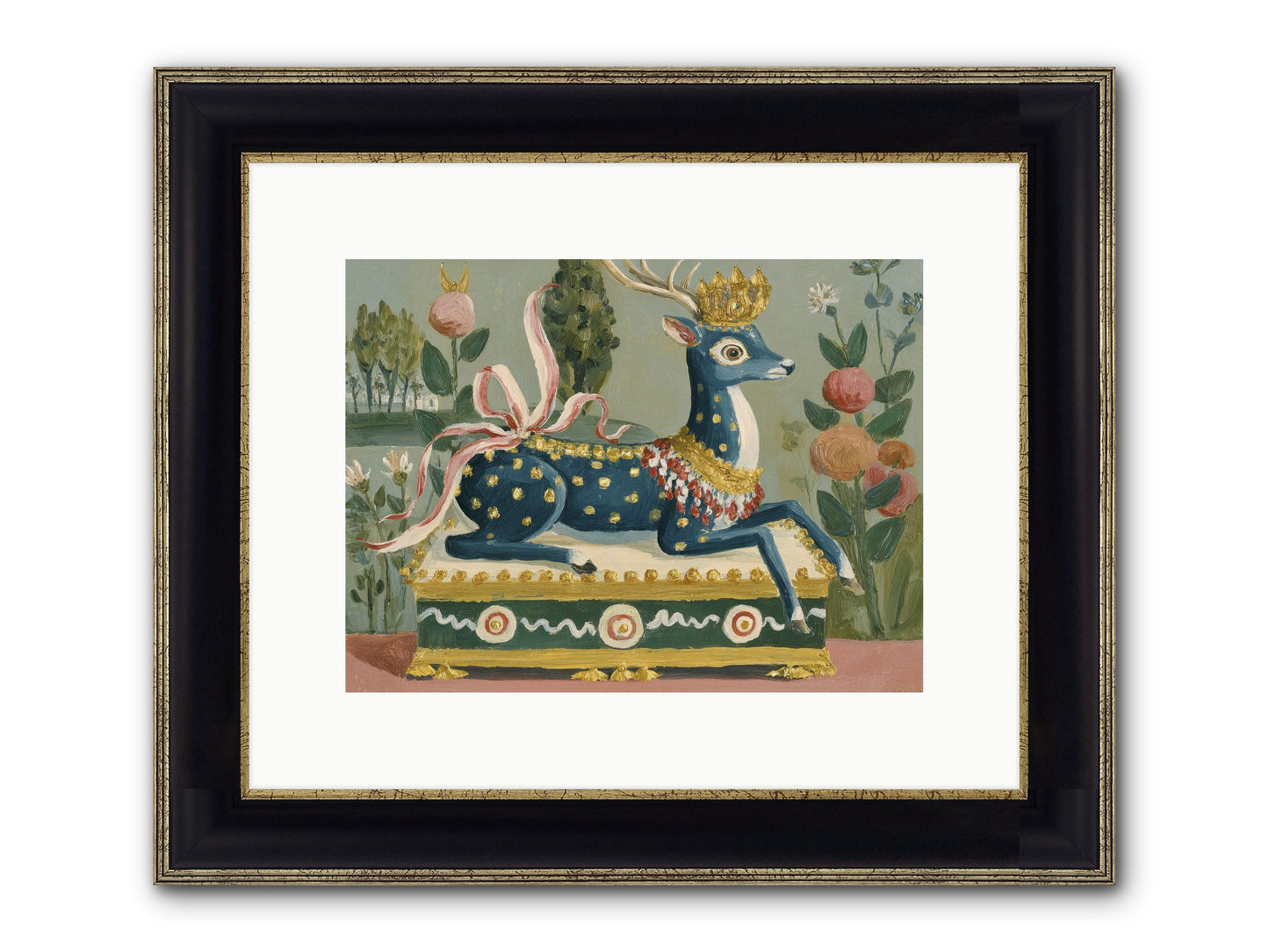 Woodland Queen Framed Print - Black & Gold 12x9