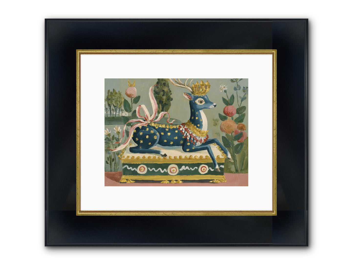 Woodland Queen Framed Print - Wide Black w/Gold 12x9