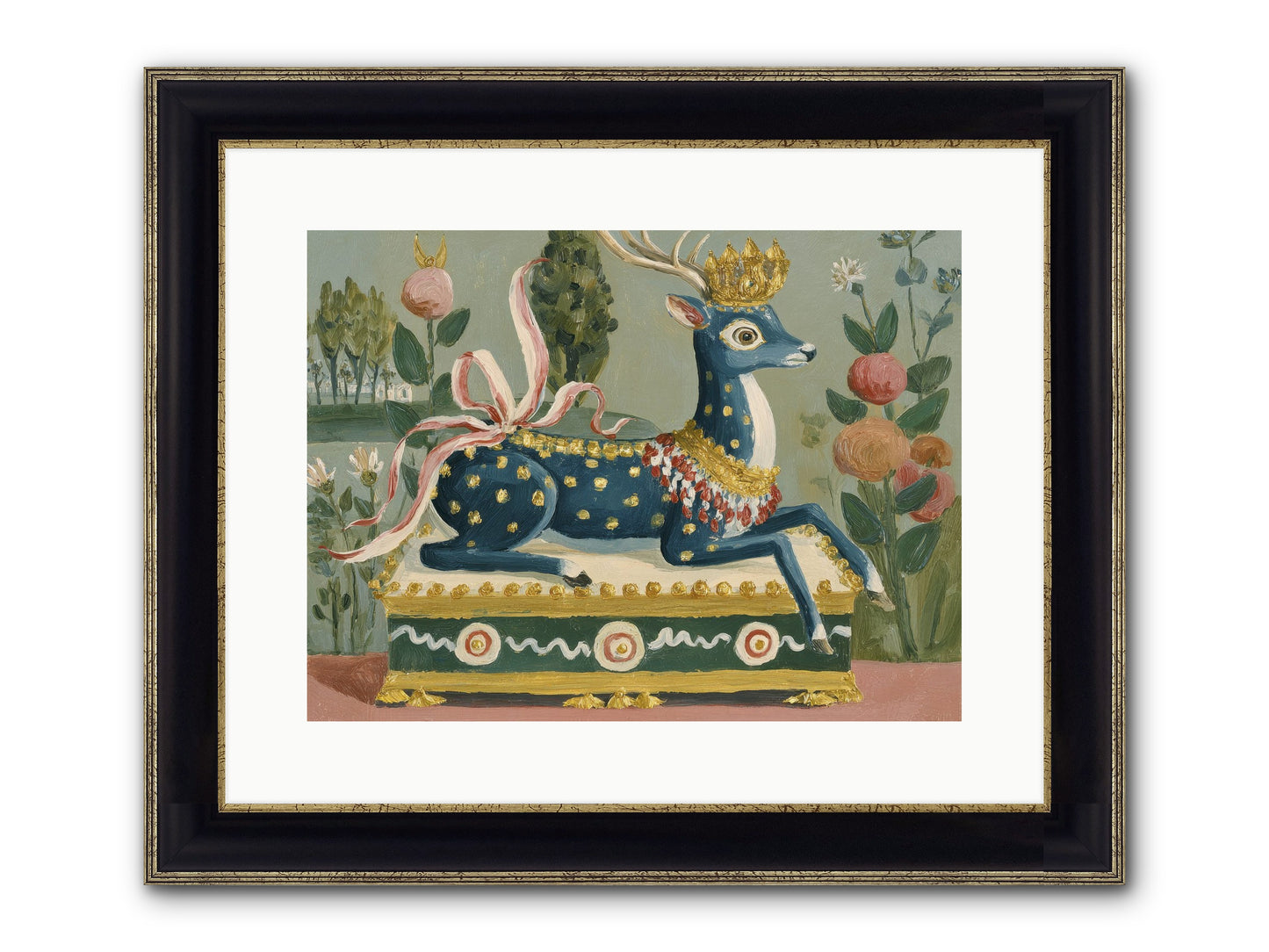 Woodland Queen Framed Print - Black & Gold 16x12