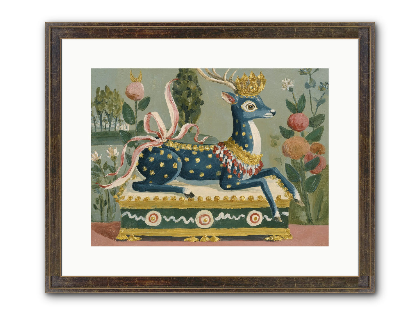 Woodland Queen Framed Print - Slimwoods Black/Gold 16x12