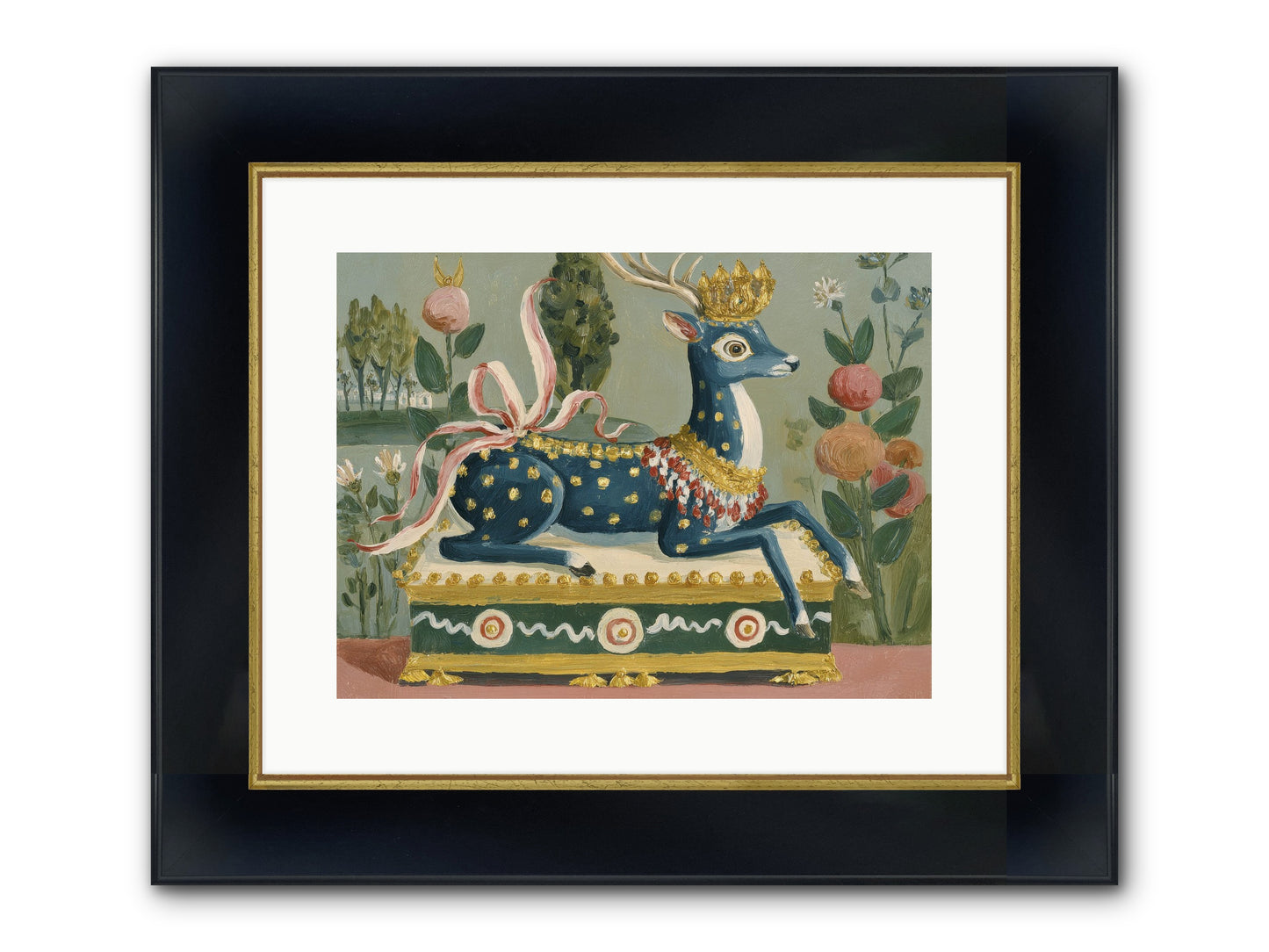 Woodland Queen Framed Print - Wide Black w/Gold 16x12