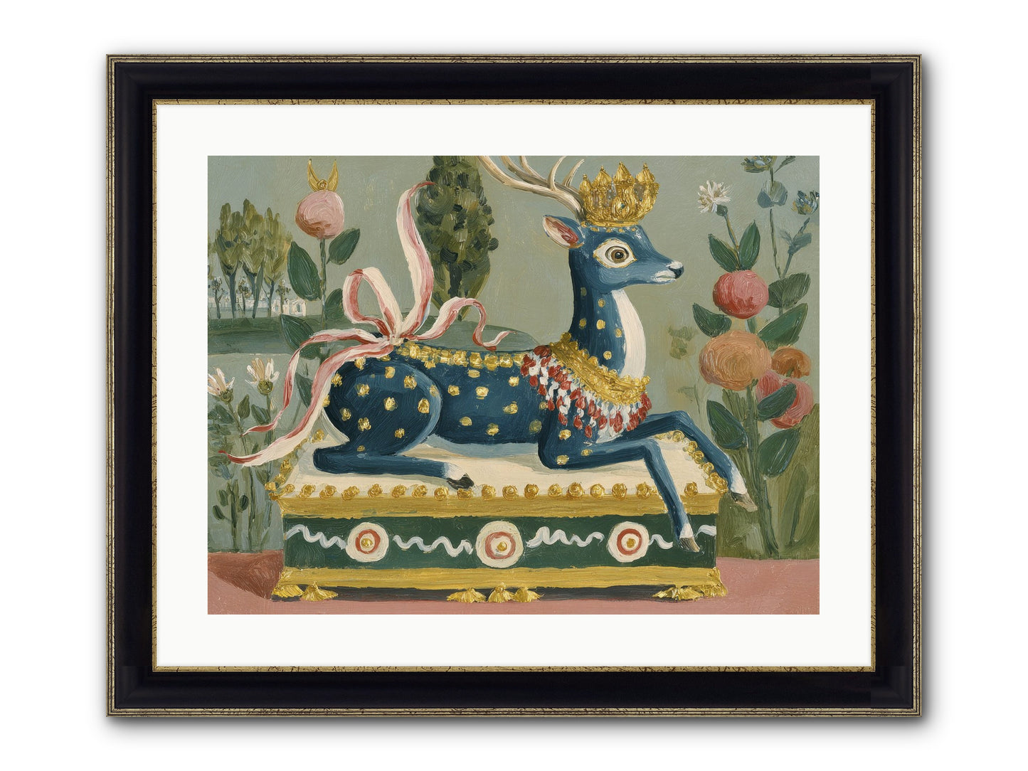 Woodland Queen Framed Print - Black & Gold 24x18
