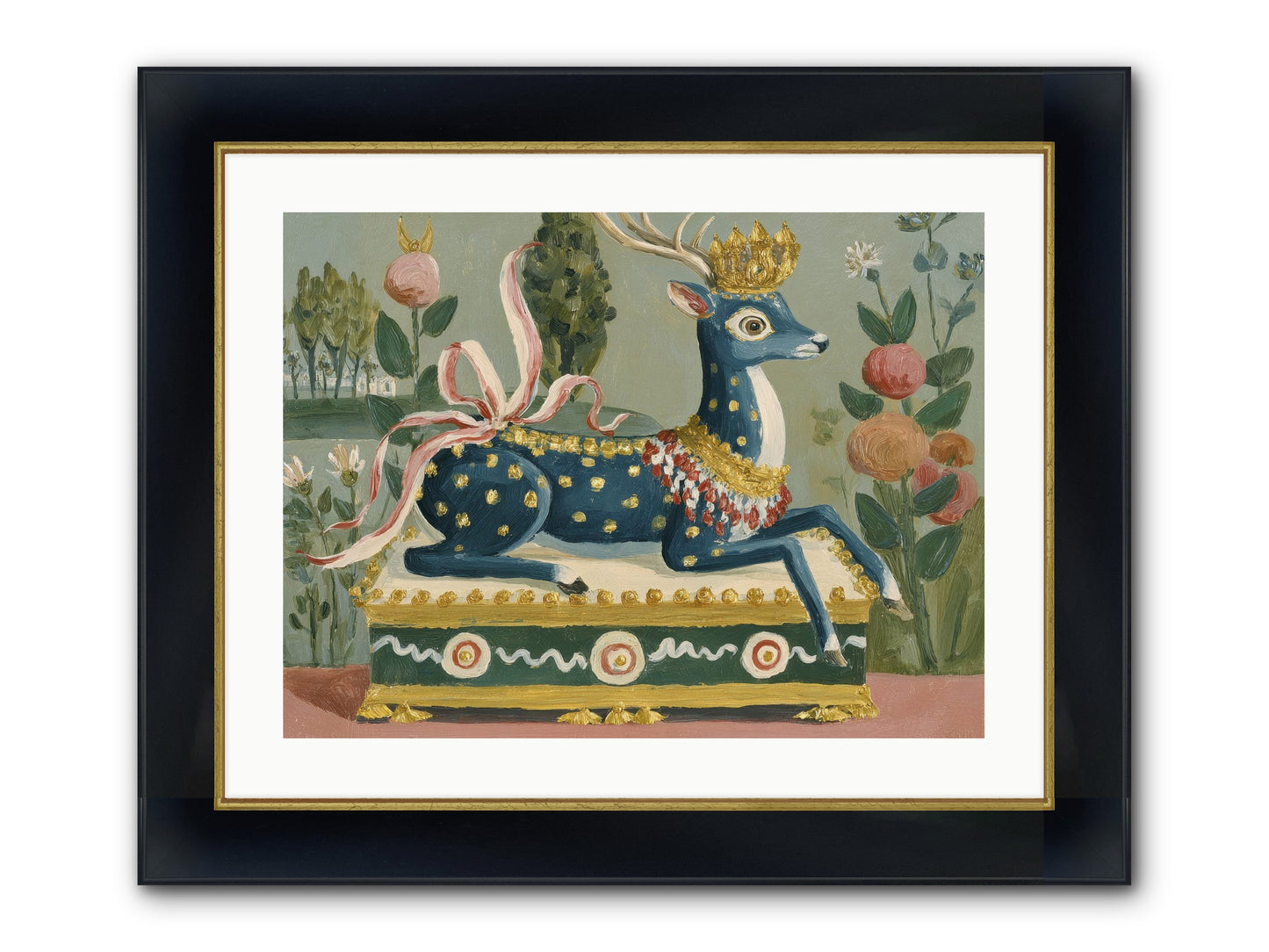 Woodland Queen Framed Print - Wide Black w/Gold 24x18