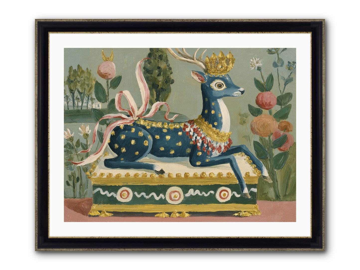 Woodland Queen Framed Print - Black & Gold 32x24