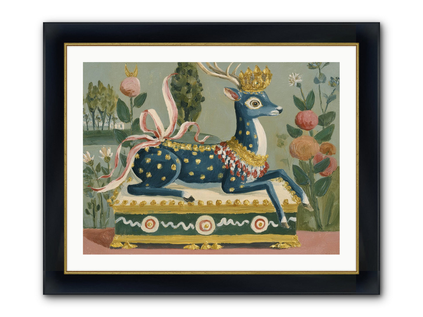 Woodland Queen Framed Print - Wide Black w/Gold 32x24