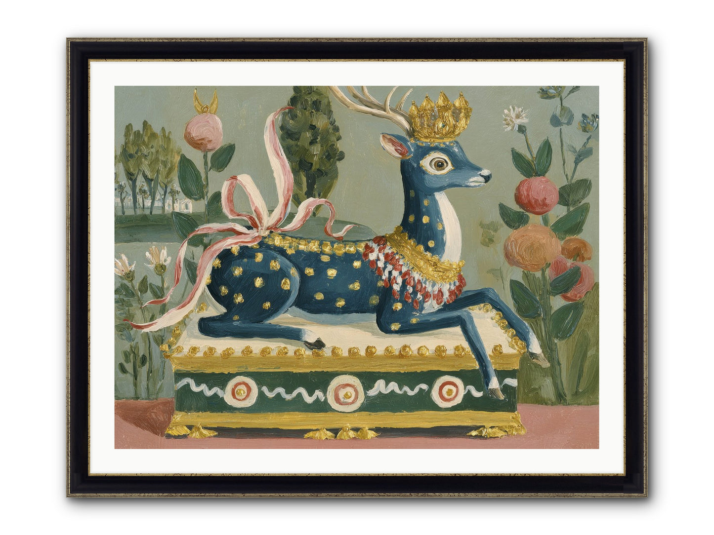 Woodland Queen Framed Print - Black & Gold 40x30