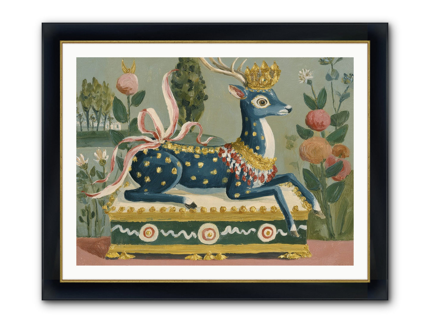 Woodland Queen Framed Print - Wide Black w/Gold 40x30