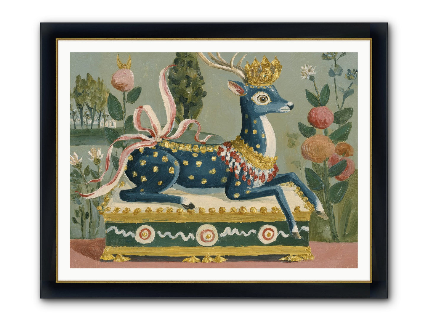 Woodland Queen Framed Print - Wide Black w/Gold 48x36