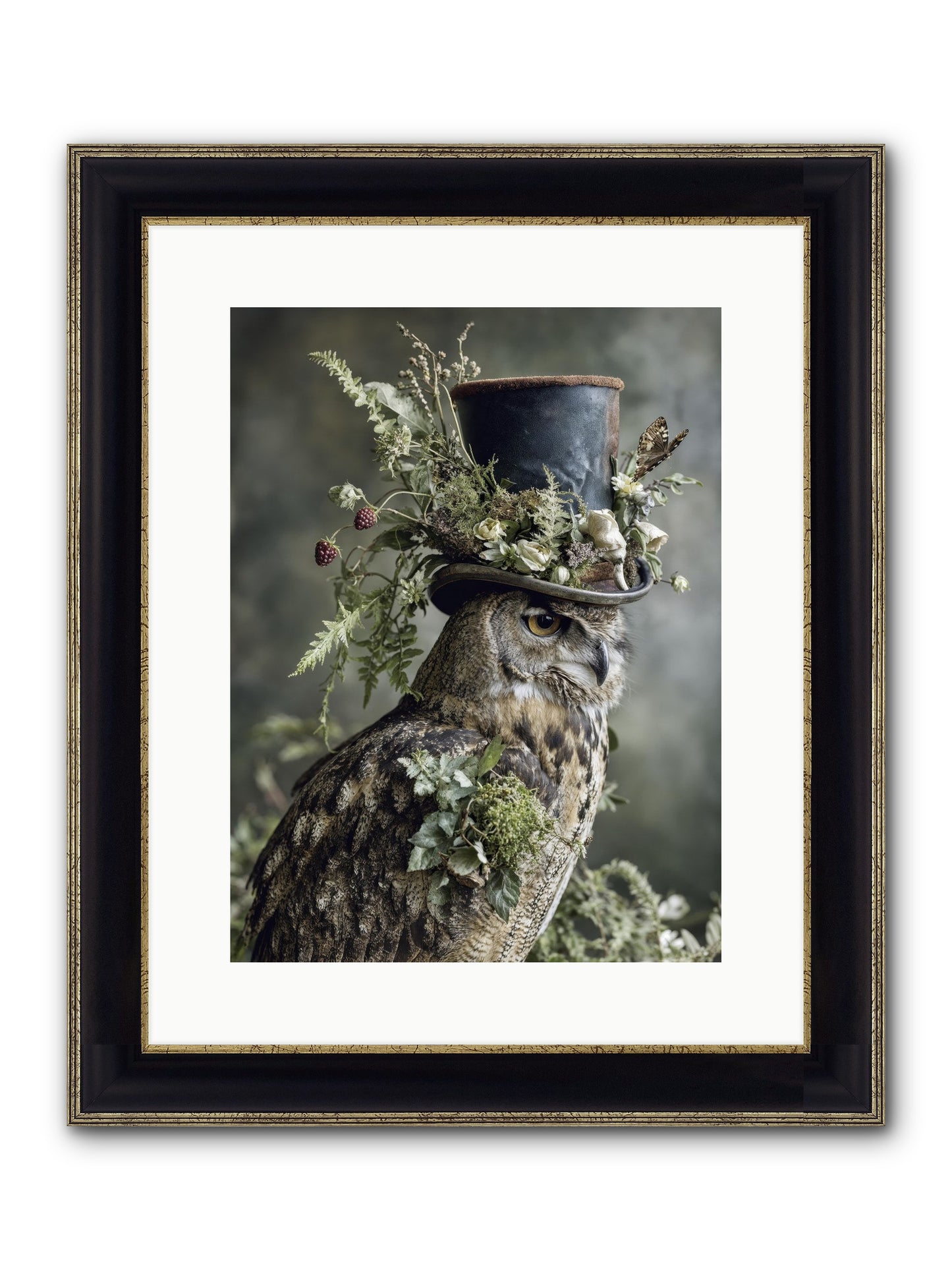 Woodland Sovereign Framed Print - Black & Gold 12x16
