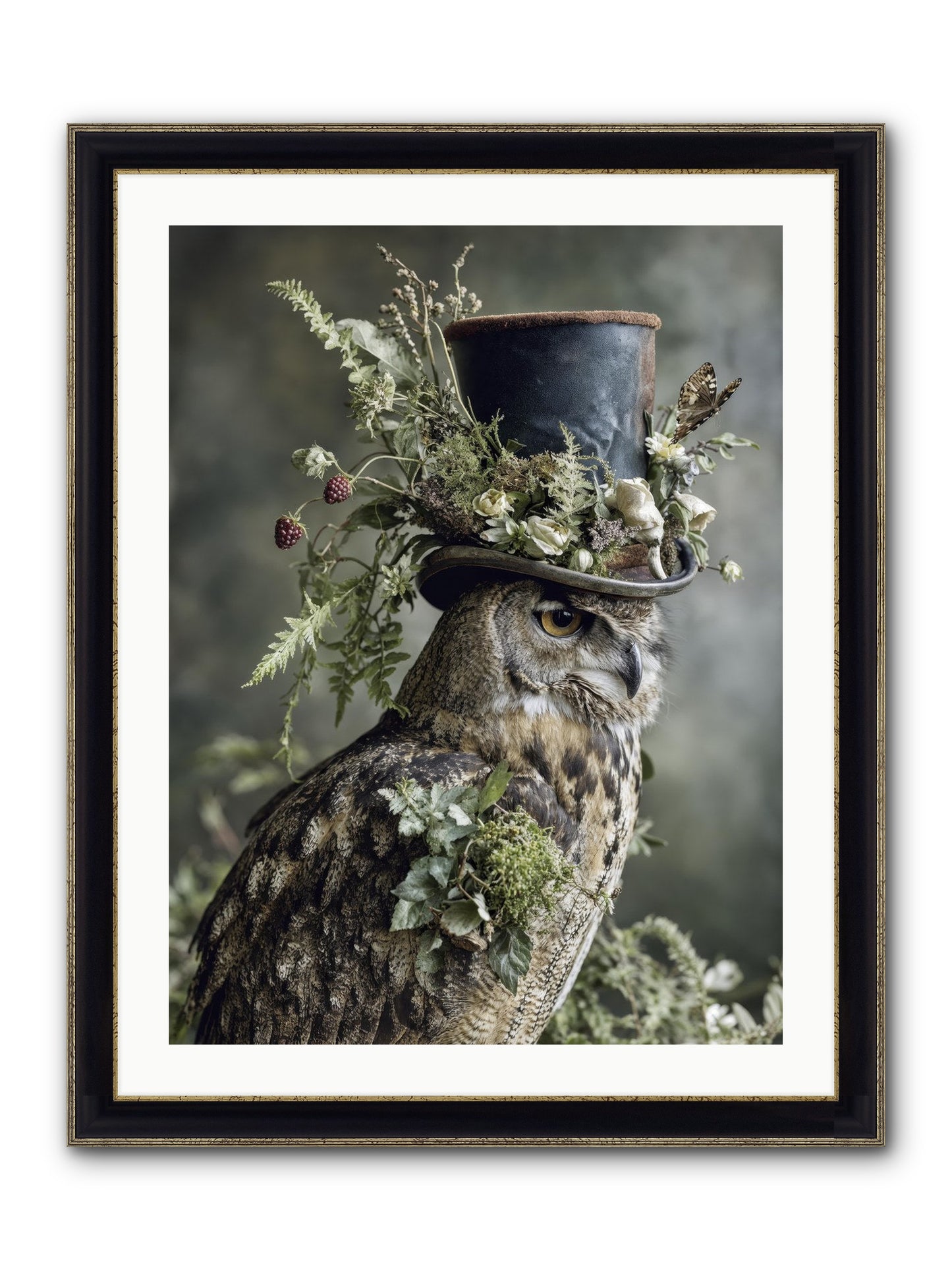 Woodland Sovereign Framed Print - Black & Gold 24x32