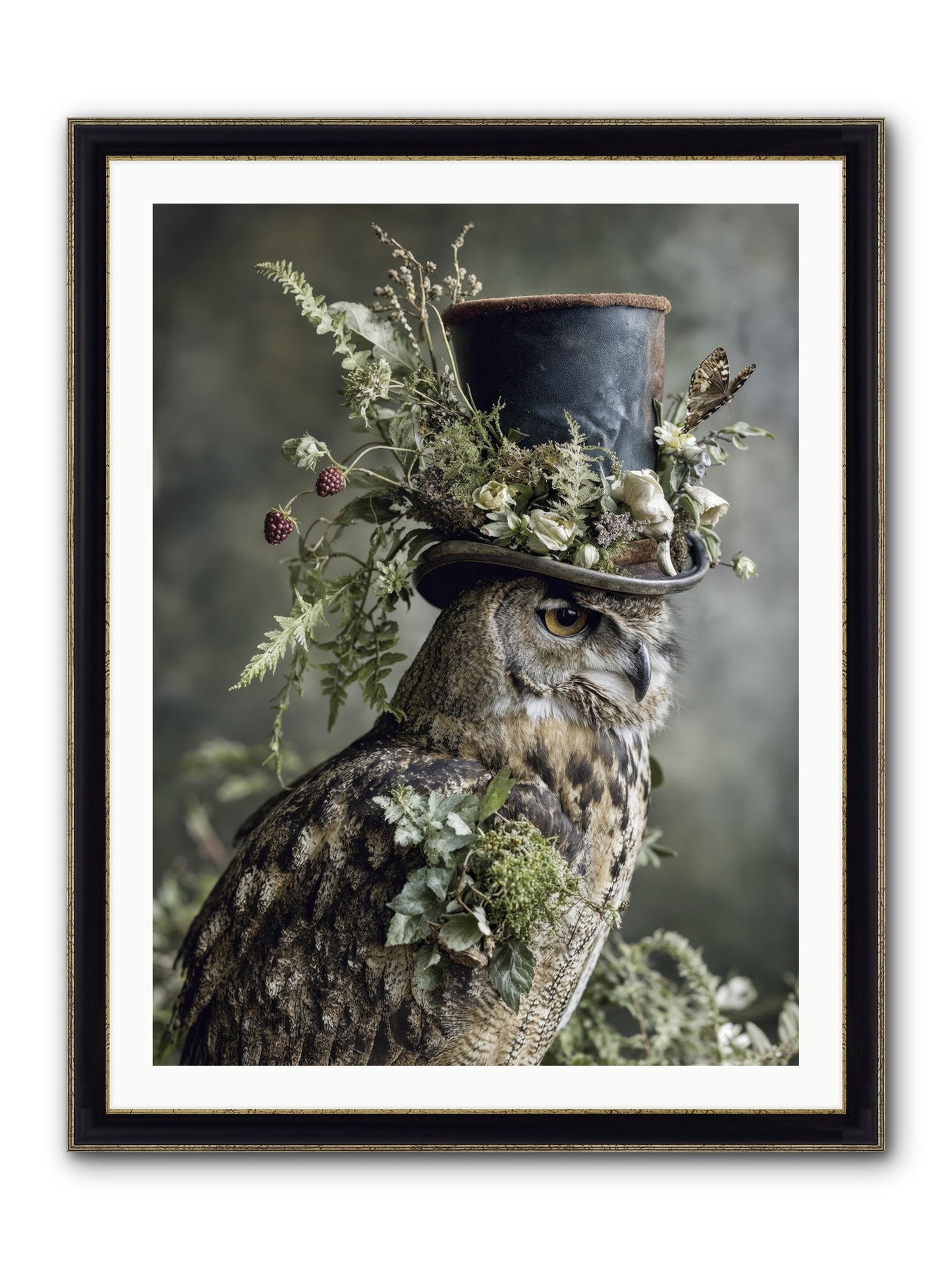 Woodland Sovereign Framed Print - Black & Gold 30x40