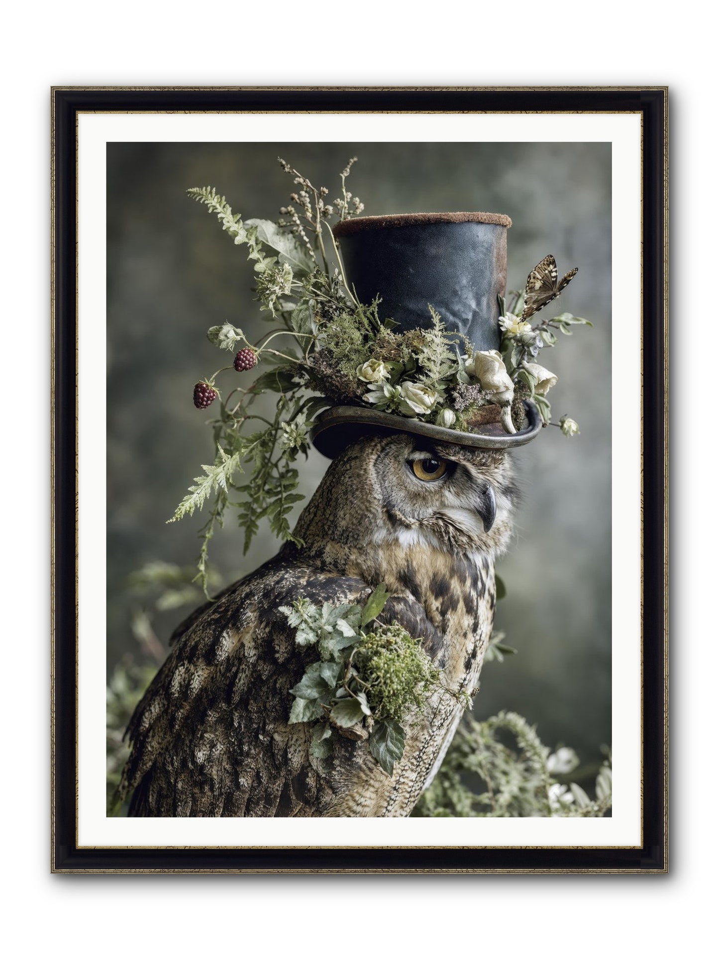 Woodland Sovereign Framed Print - Black & Gold 36x48