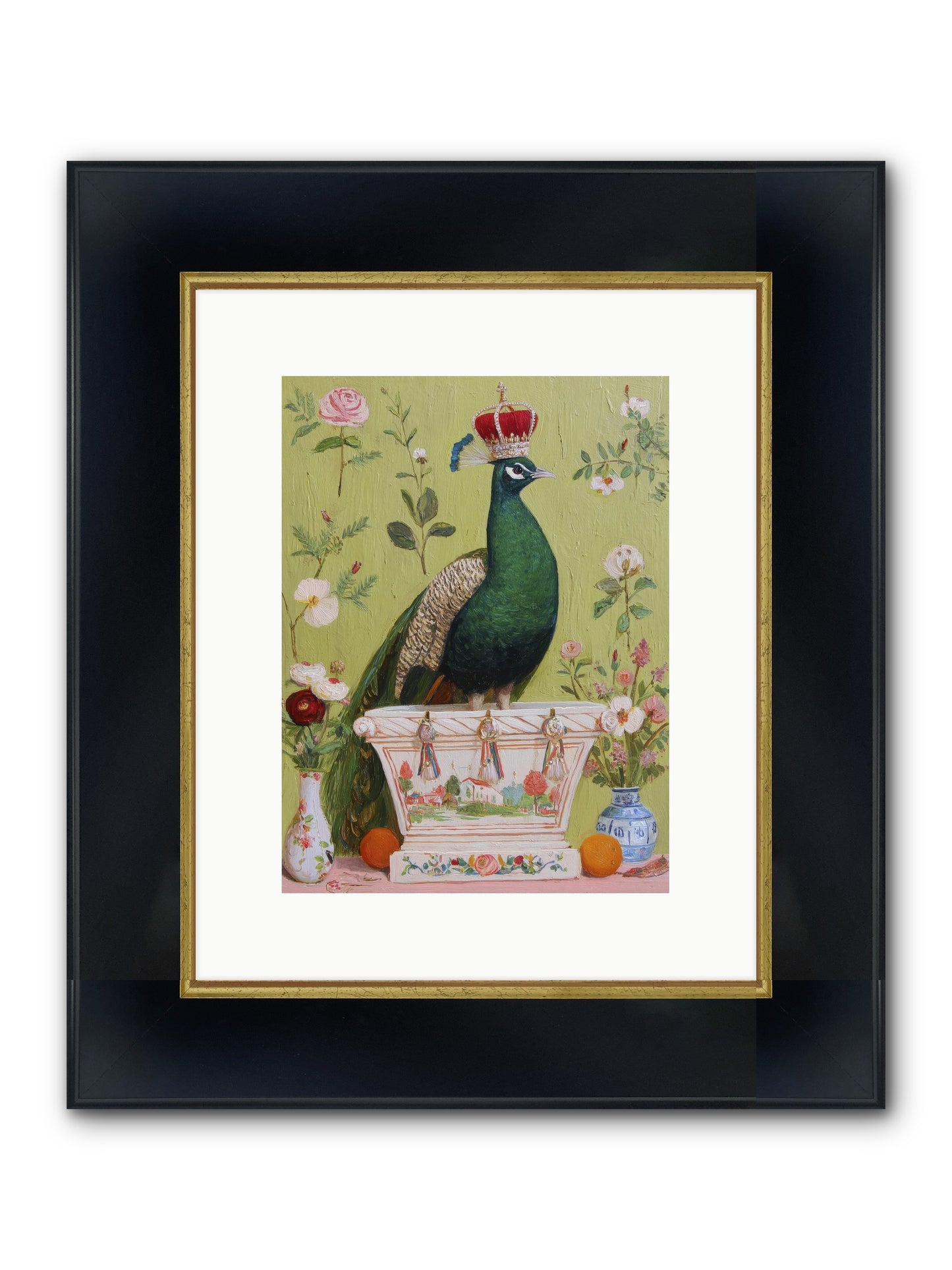 Woodland Vigil Framed Print - Wide Black w/Gold 9x12