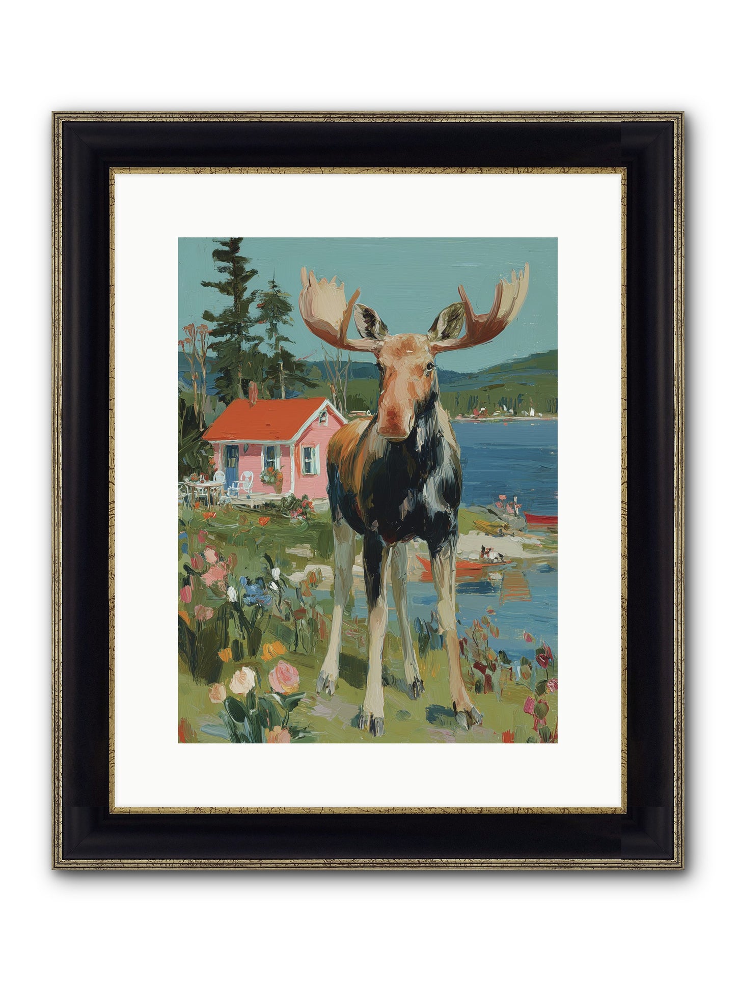 Woodland Wanderer Framed Print - Black & Gold 12x16