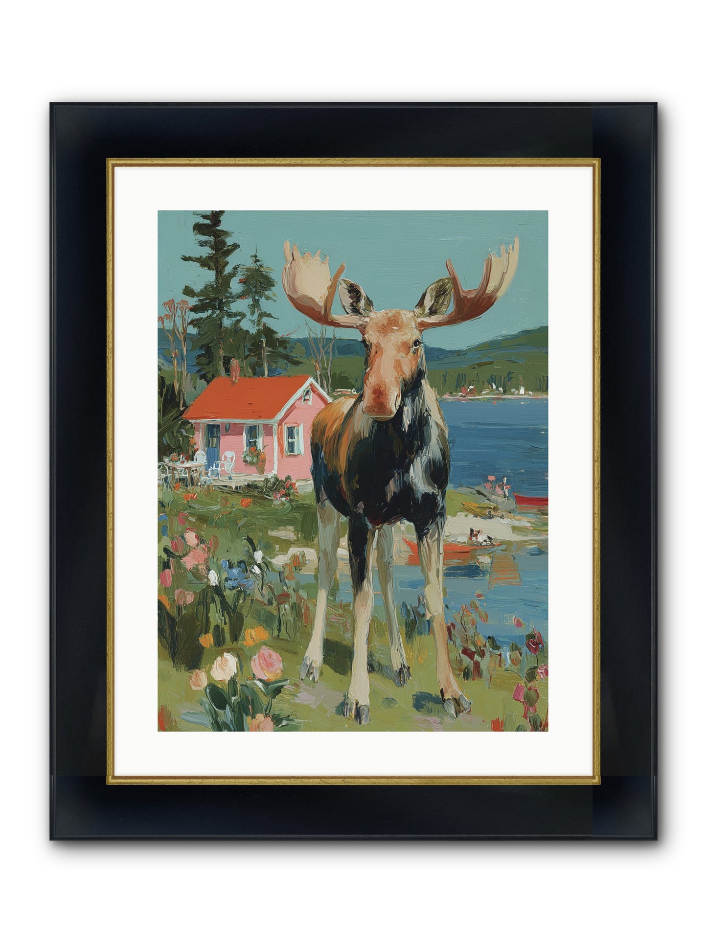 Woodland Wanderer Framed Print - Wide Black w/Gold 18x24