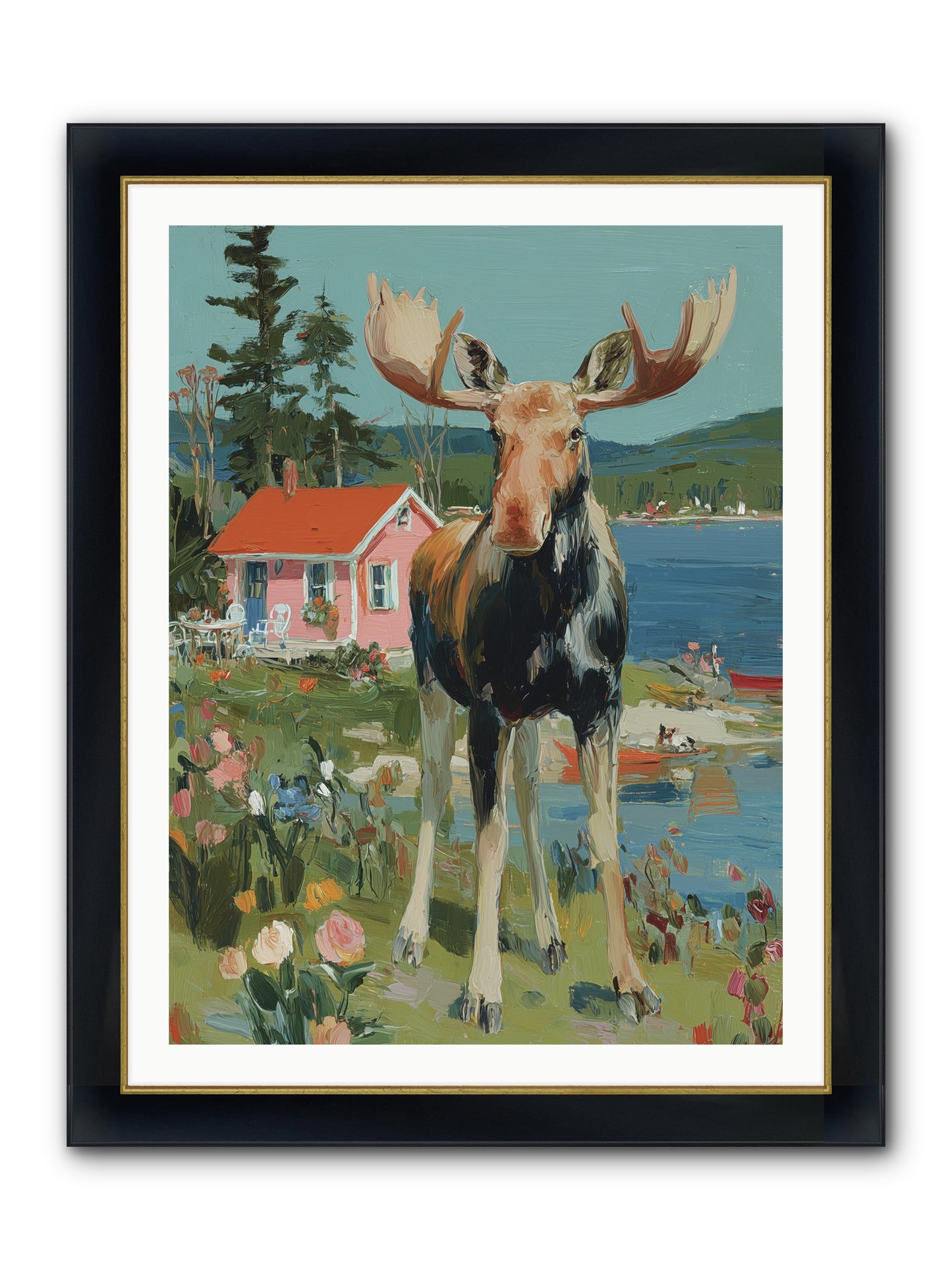 Woodland Wanderer Framed Print - Wide Black w/Gold 30x40