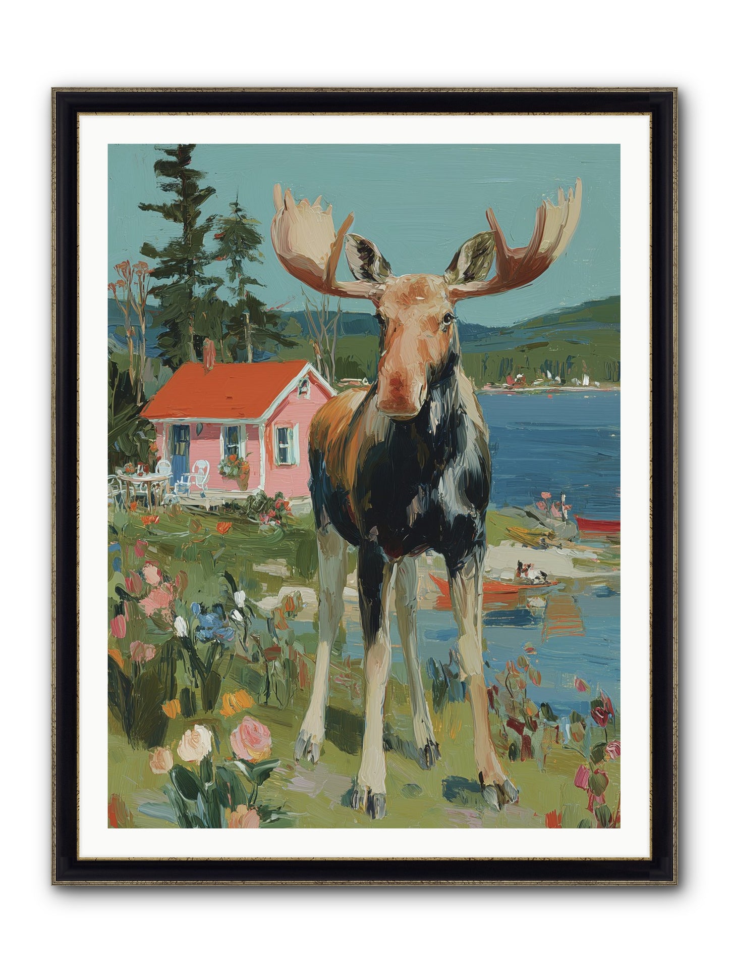 Woodland Wanderer Framed Print - Black & Gold 36x48