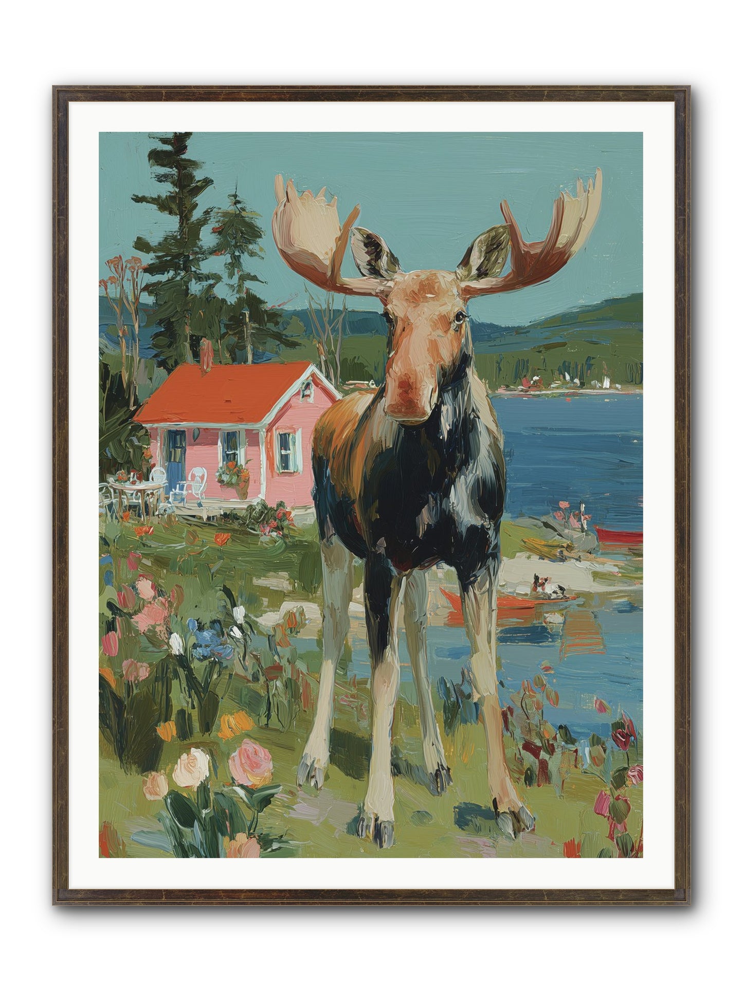 Woodland Wanderer Framed Print - Slimwoods Black/Gold 36x48