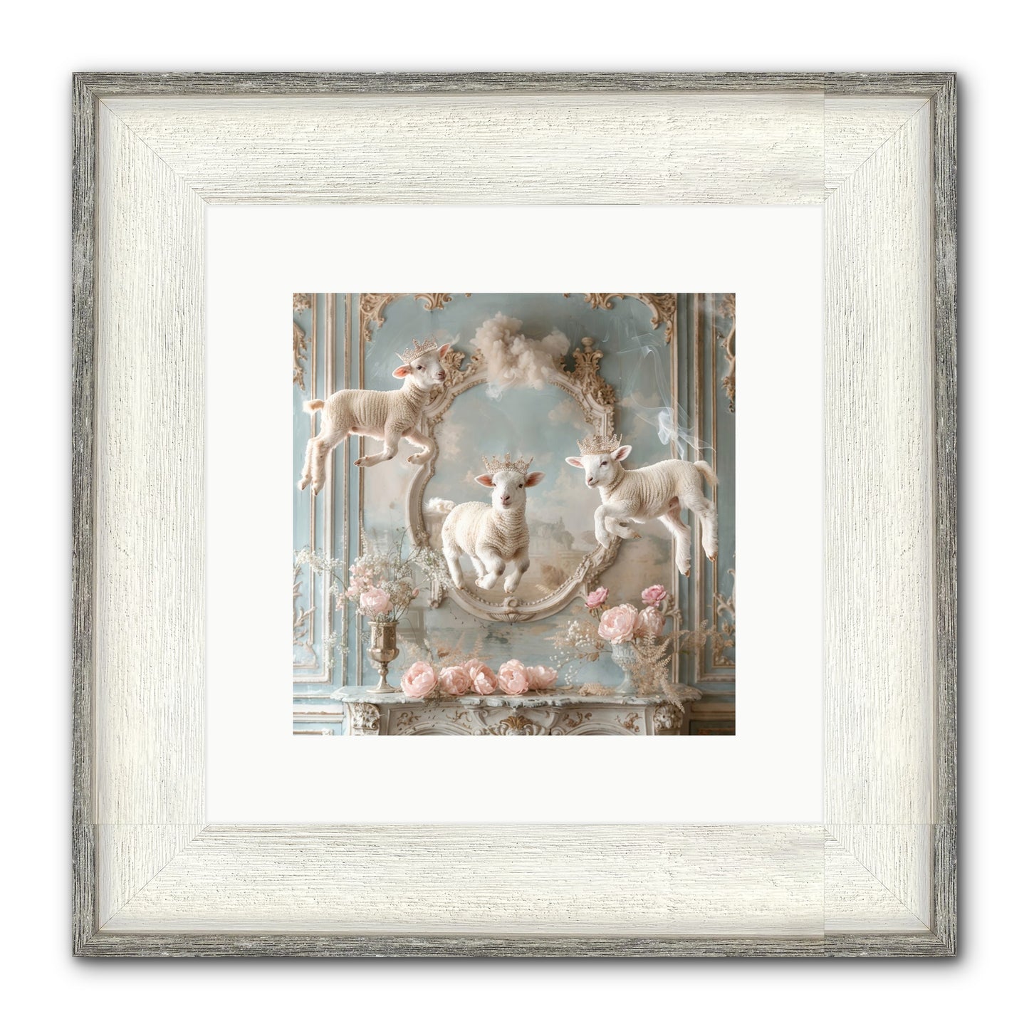 Woolies Whimsy Framed Print - Driftwood White 10x10