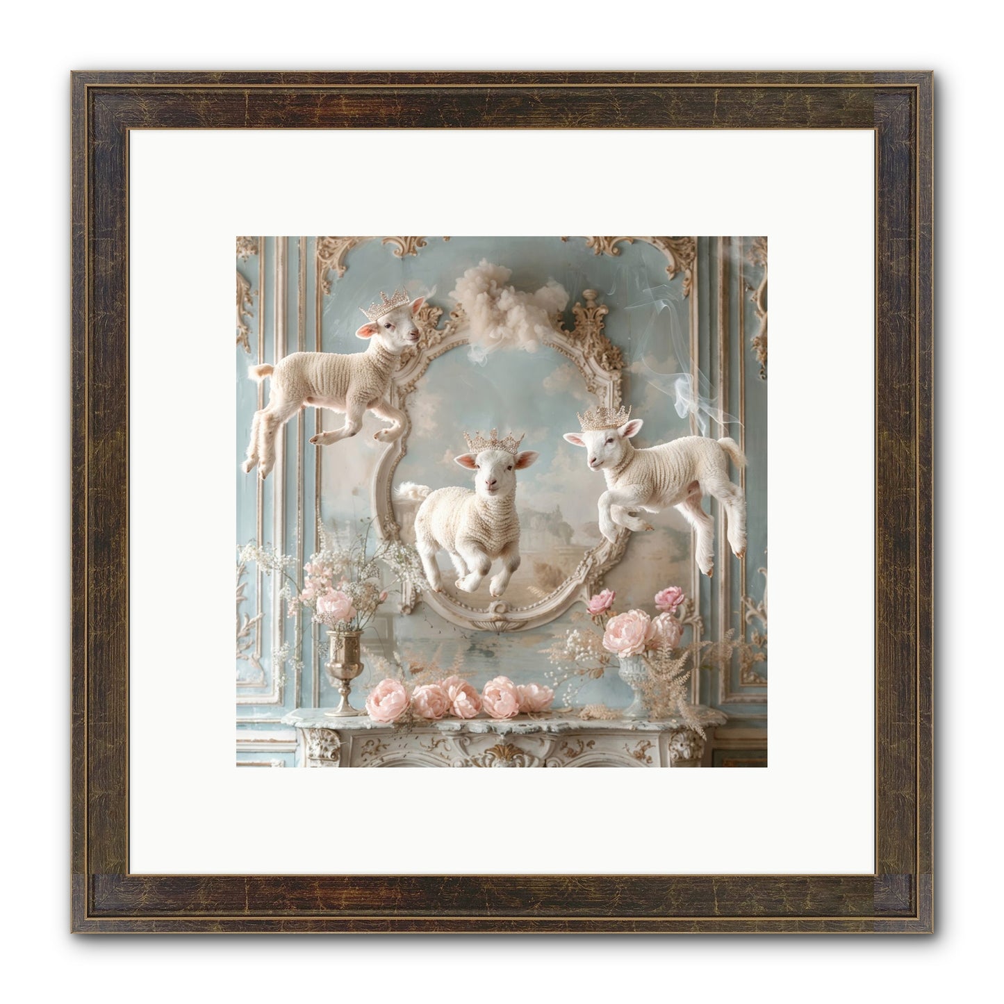 Woolies Whimsy Framed Print - Slimwoods Black/Gold 10x10