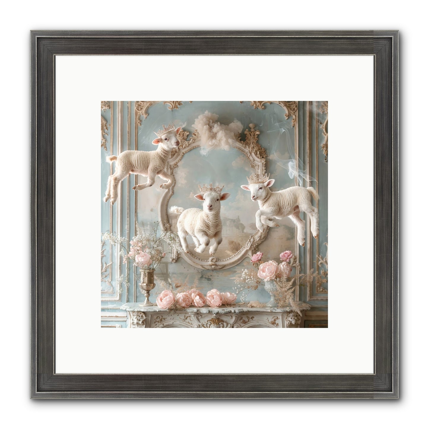 Woolies Whimsy Framed Print - Slimwoods Black/Silver 10x10