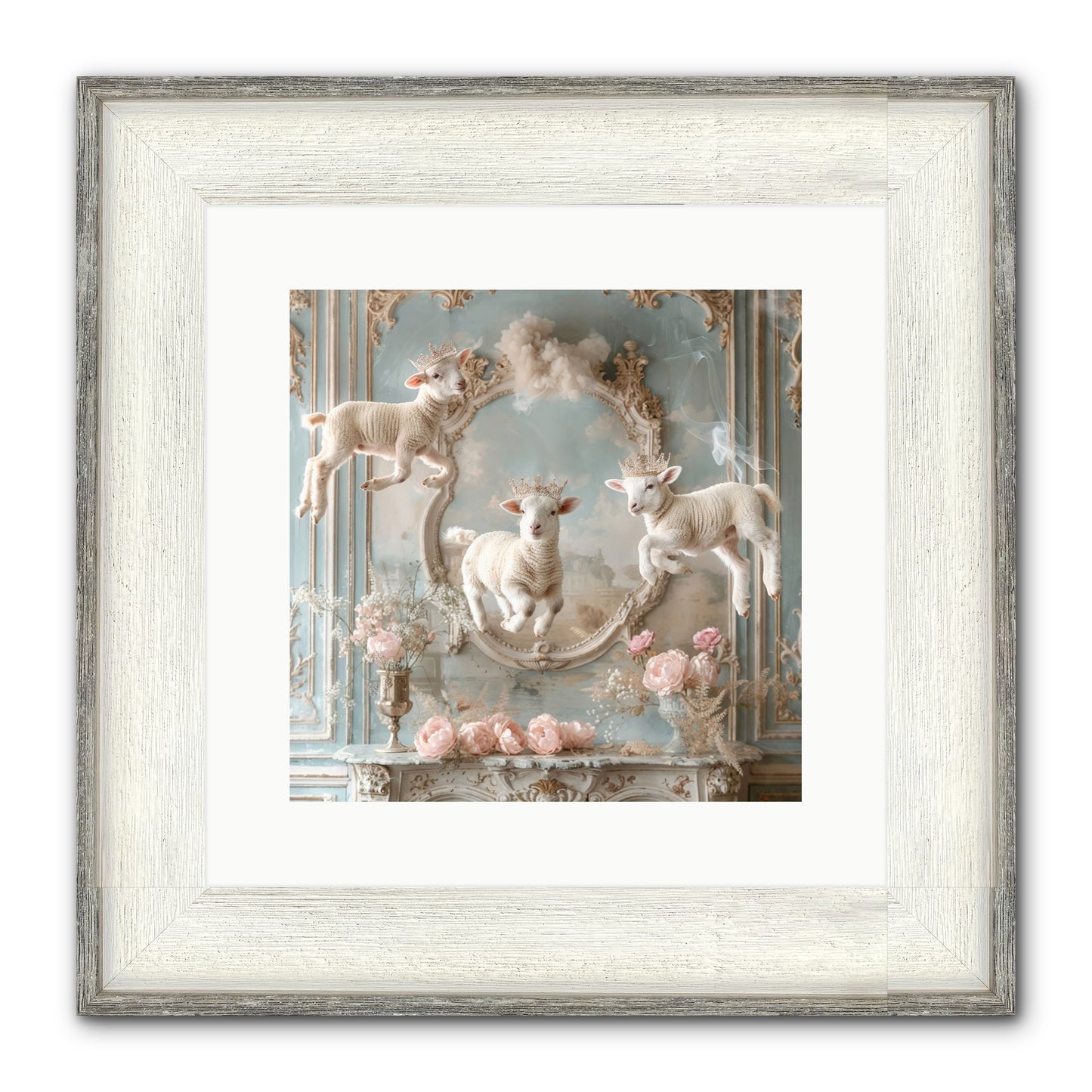 Woolies Whimsy Framed Print - Driftwood White 12x12
