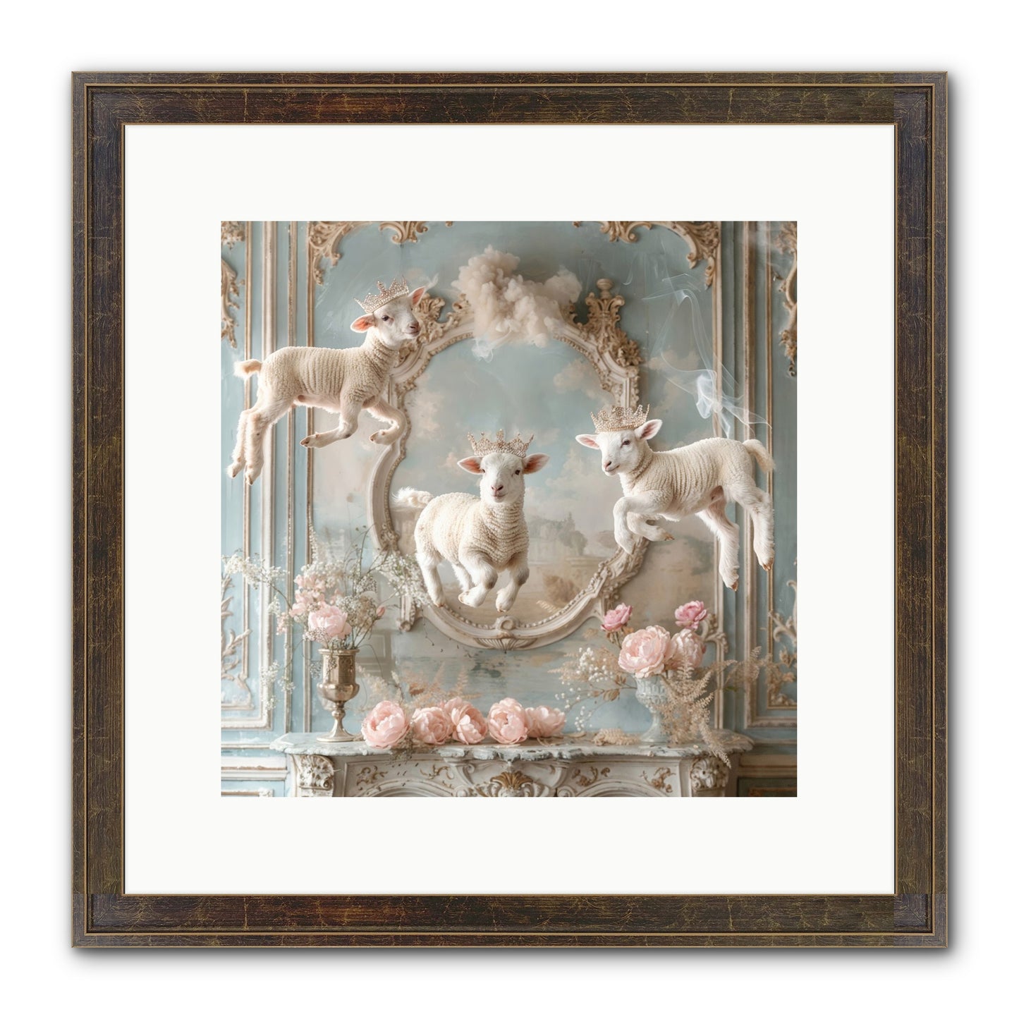 Woolies Whimsy Framed Print - Slimwoods Black/Gold 12x12