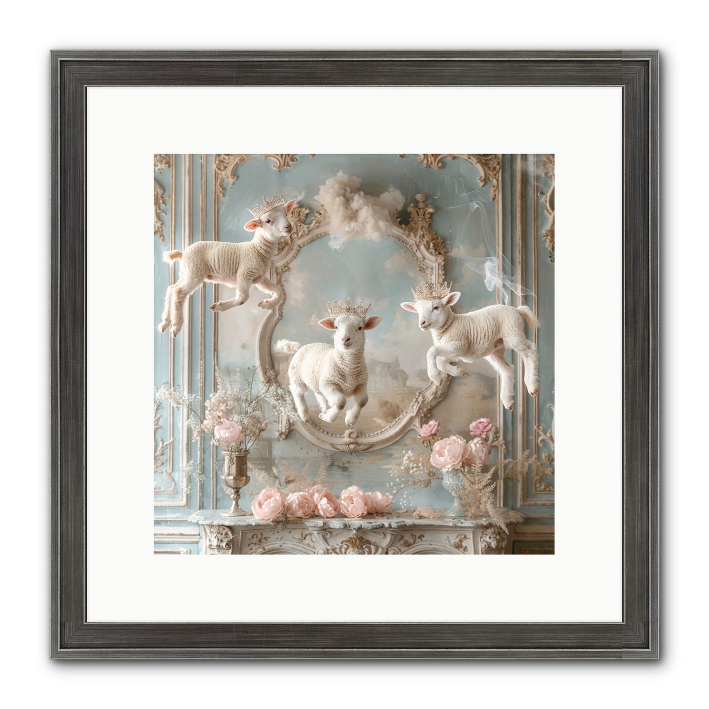 Woolies Whimsy Framed Print - Slimwoods Black/Silver 12x12