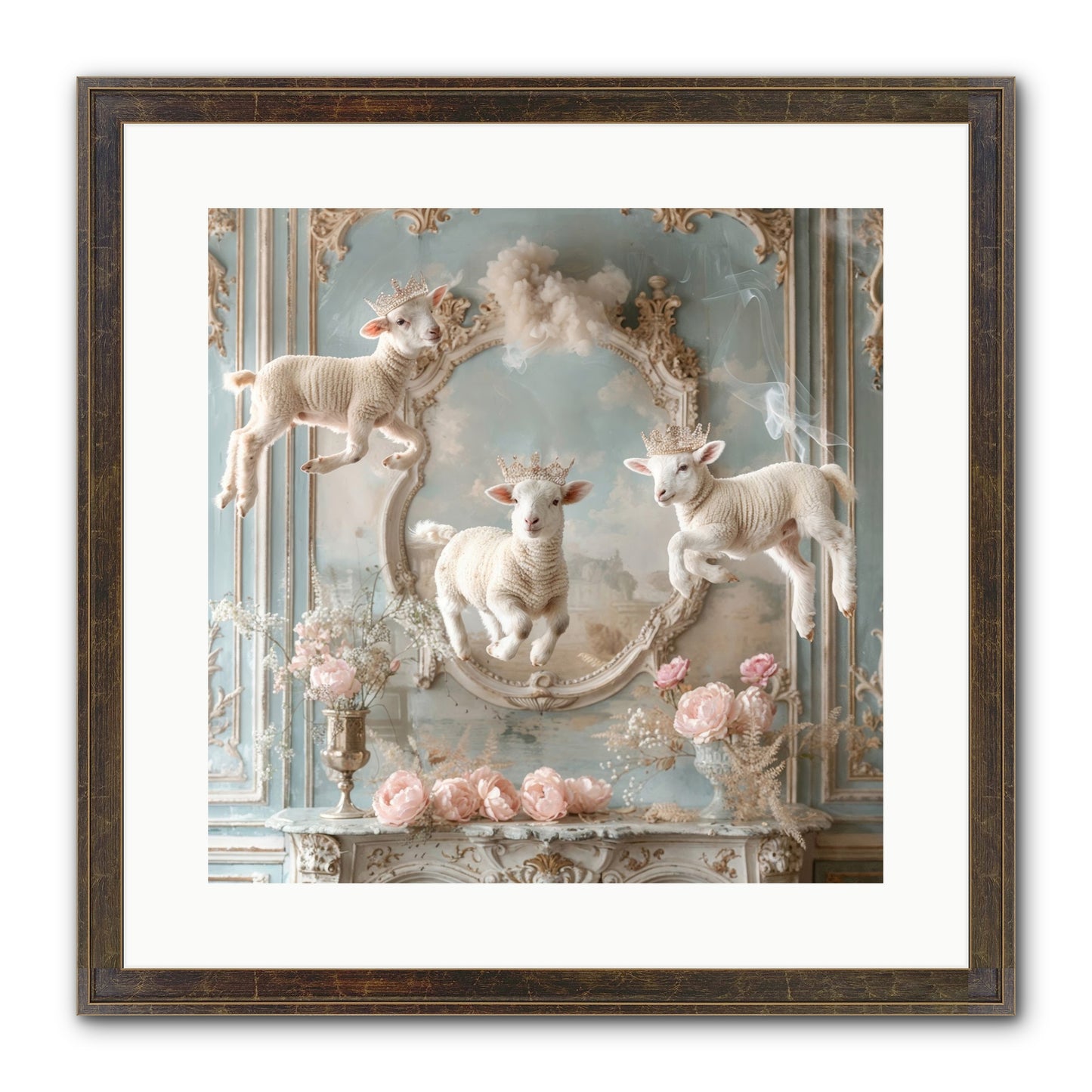 Woolies Whimsy Framed Print - Slimwoods Black/Gold 16x16