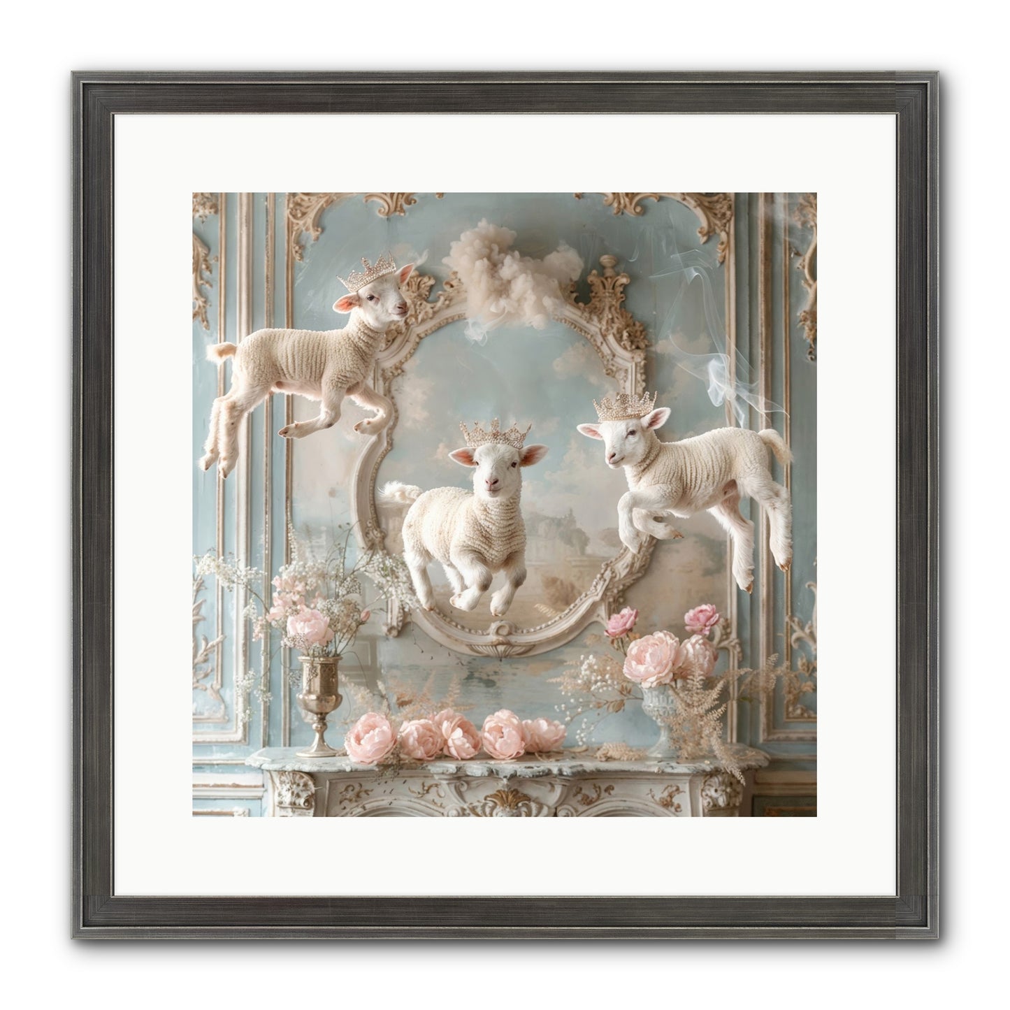 Woolies Whimsy Framed Print - Slimwoods Black/Silver 16x16