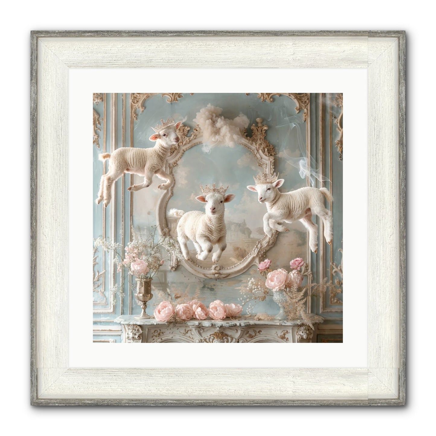 Woolies Whimsy Framed Print - Driftwood White 20x20