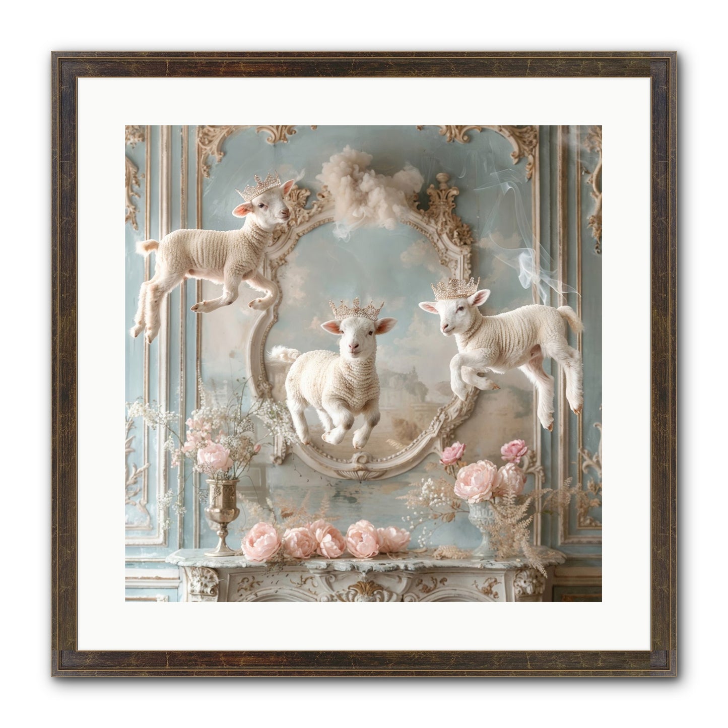 Woolies Whimsy Framed Print - Slimwoods Black/Gold 20x20