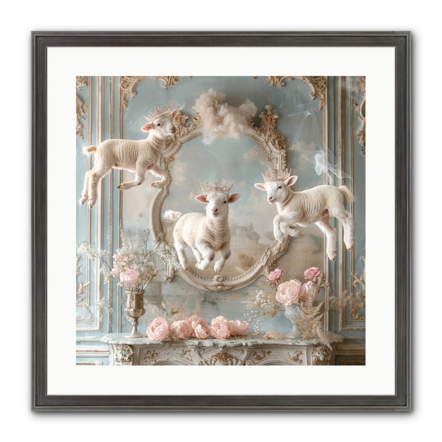 Woolies Whimsy Framed Print - Slimwoods Black/Silver 20x20