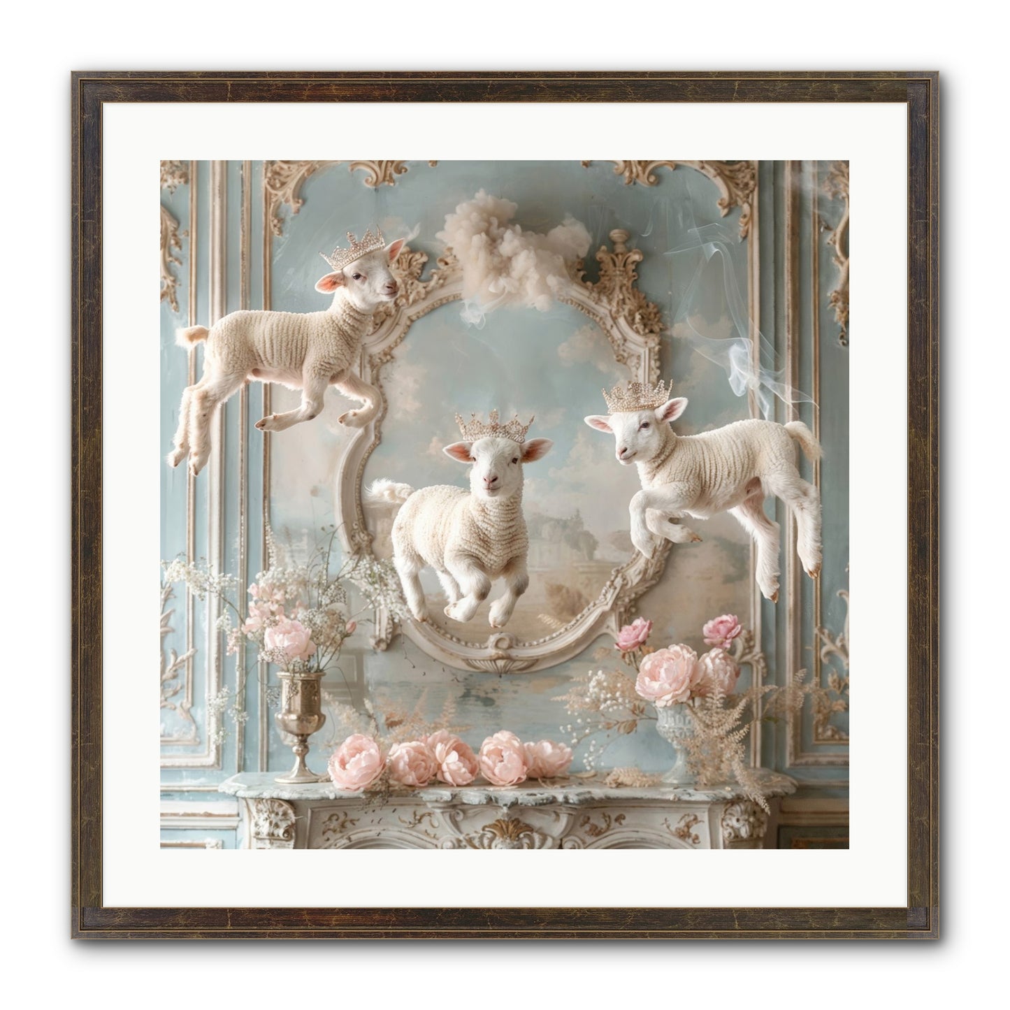 Woolies Whimsy Framed Print - Slimwoods Black/Gold 24x24