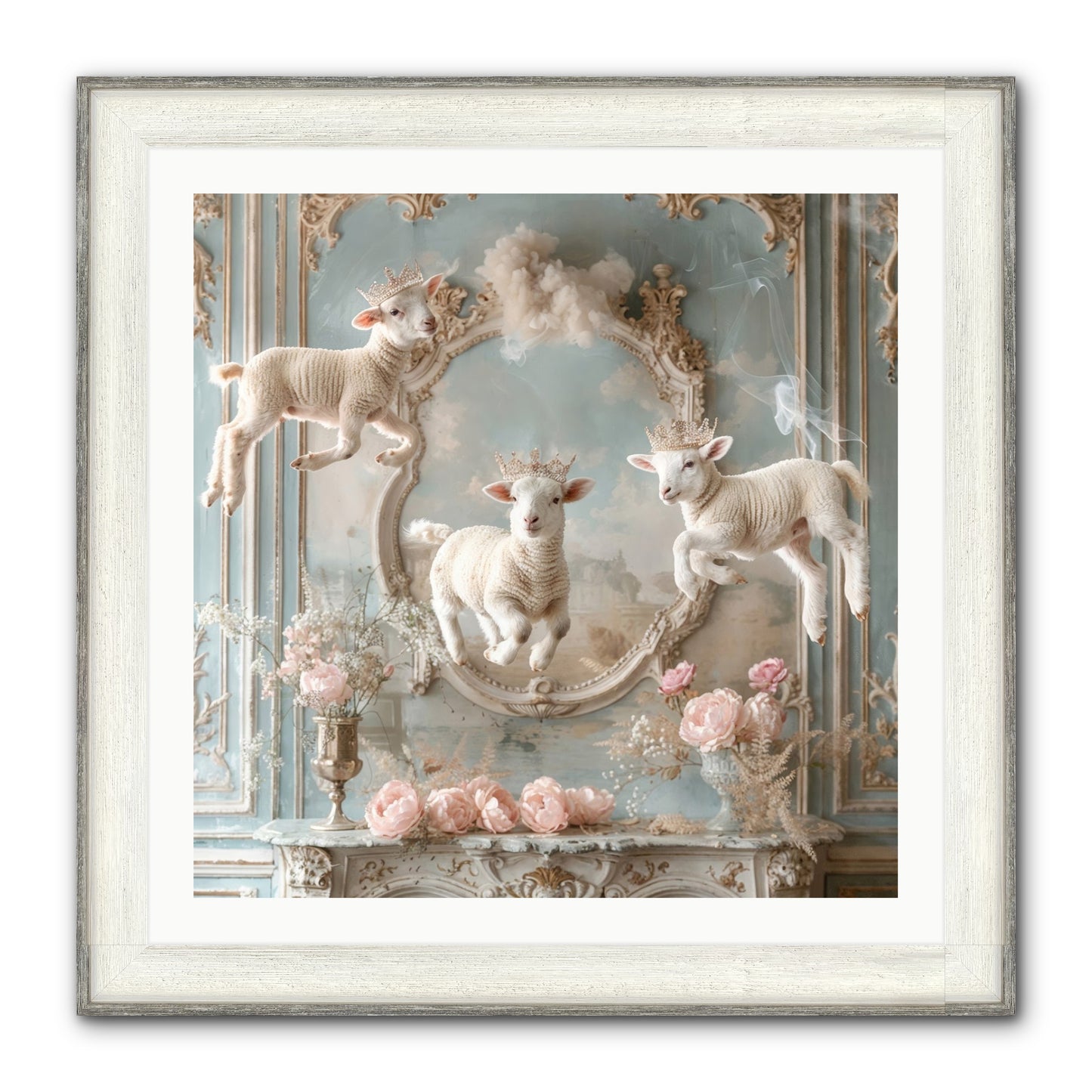 Woolies Whimsy Framed Print - Driftwood White 30x30