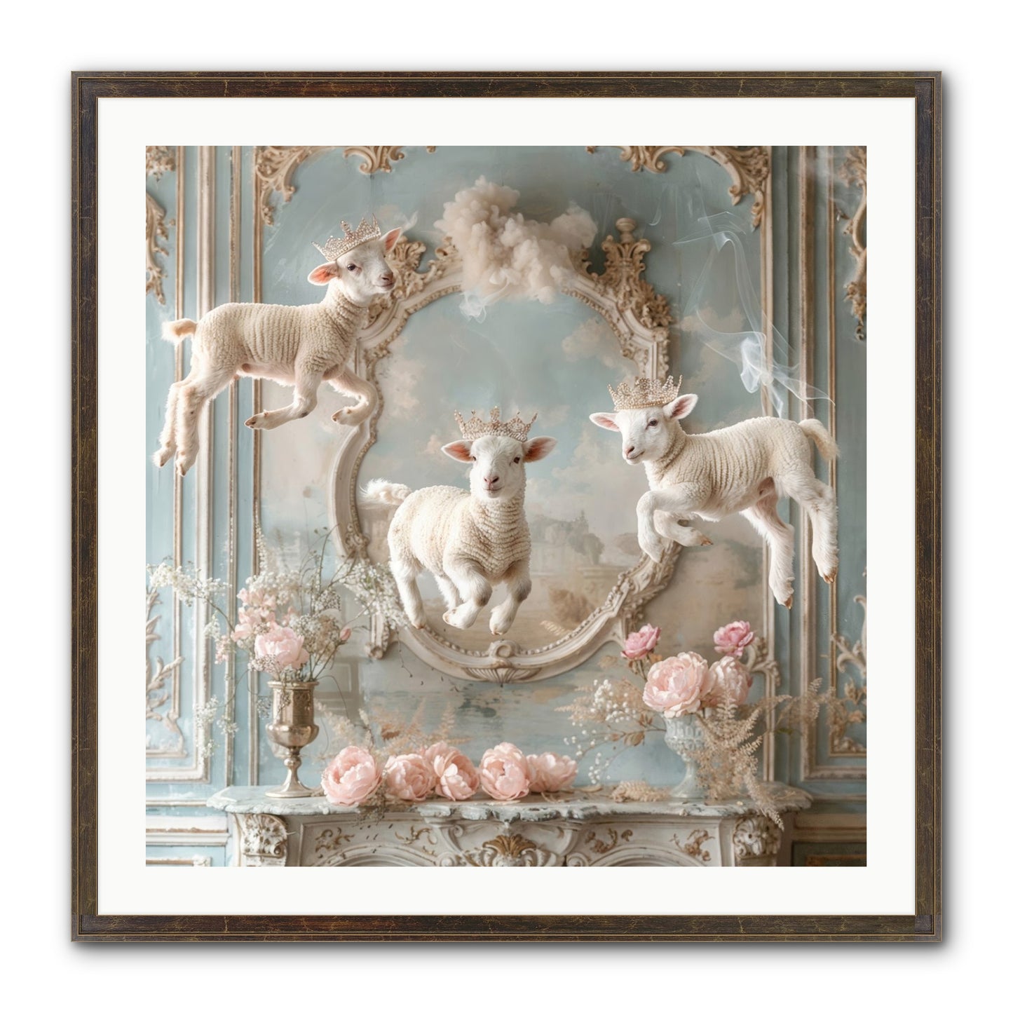 Woolies Whimsy Framed Print - Slimwoods Black/Gold 30x30
