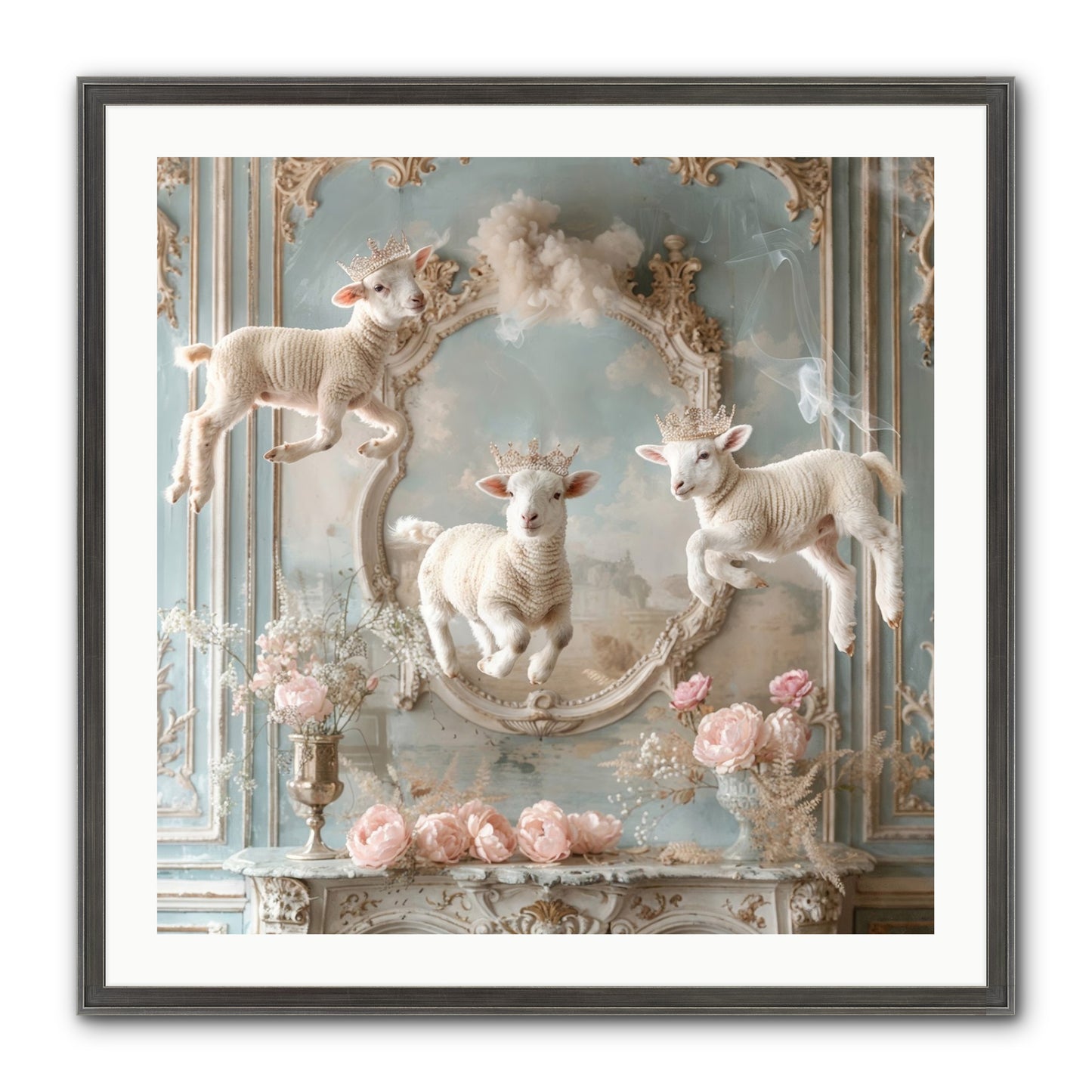 Woolies Whimsy Framed Print - Slimwoods Black/Silver 30x30