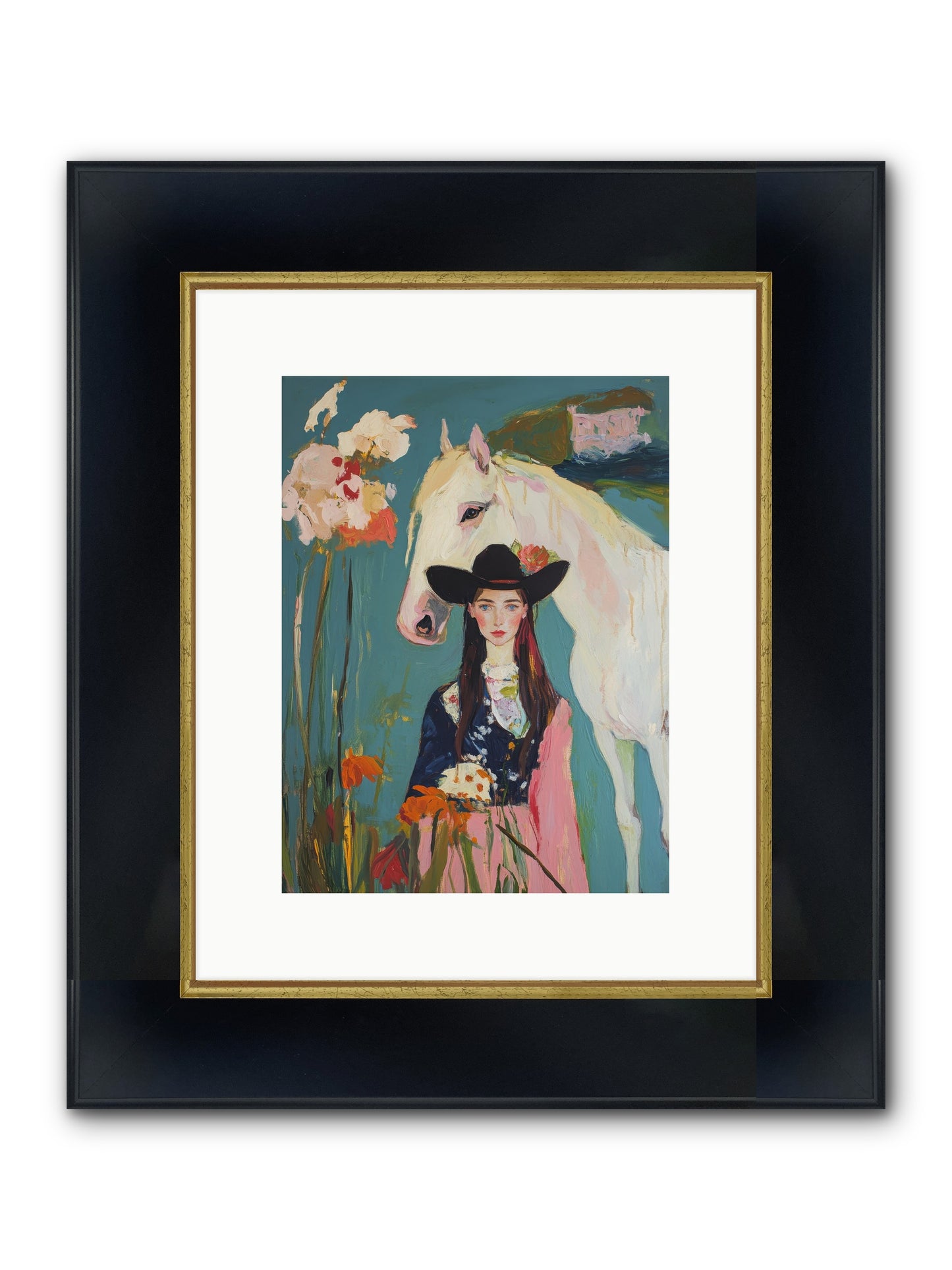 Woven Sunlight Framed Print - Wide Black w/Gold 9x12