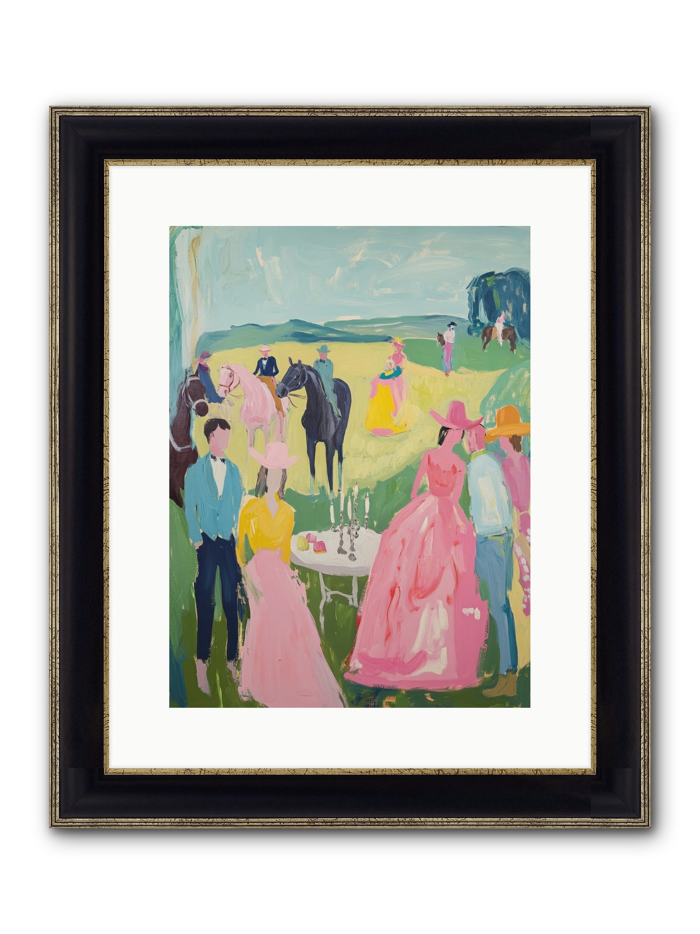 Wrangler's Waltz Framed Print - Black & Gold 12x16