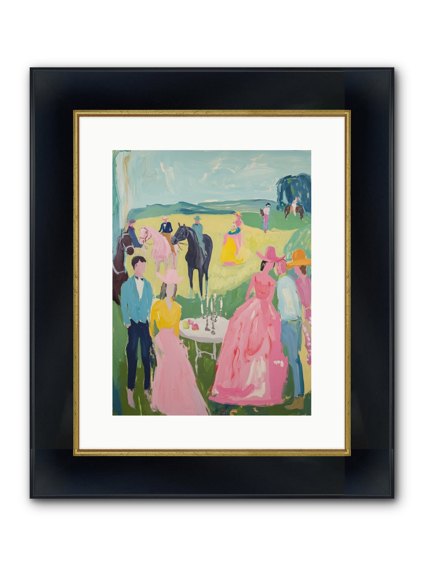 Wrangler's Waltz Framed Print - Wide Black w/Gold 12x16