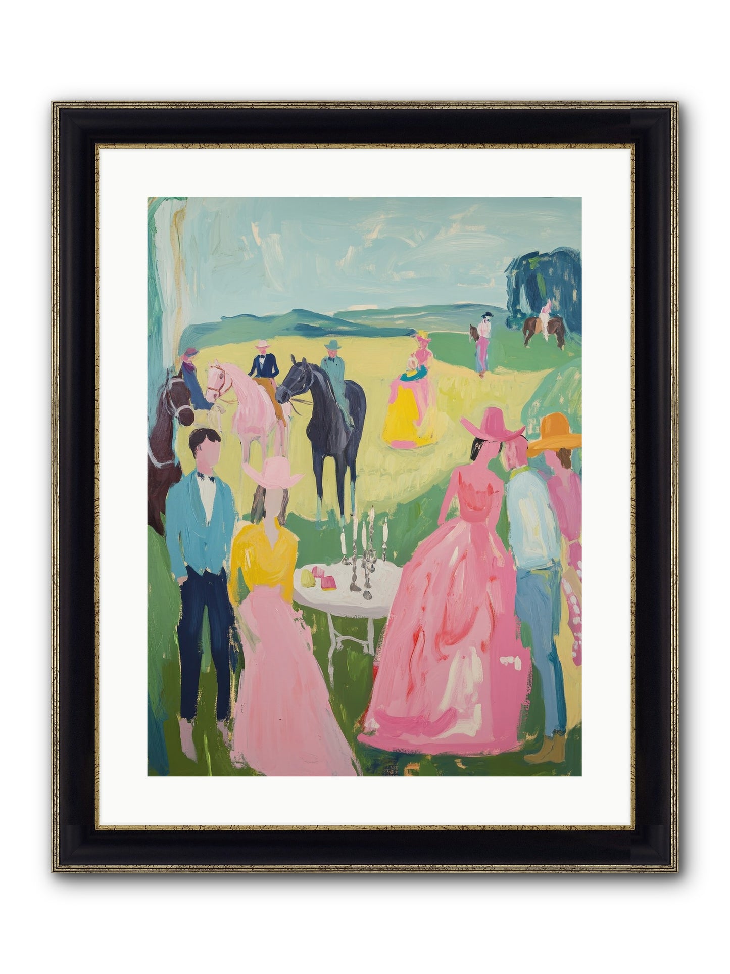 Wrangler's Waltz Framed Print - Black & Gold 18x24