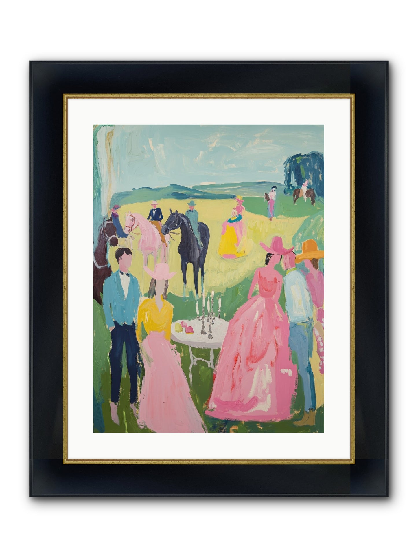 Wrangler's Waltz Framed Print - Wide Black w/Gold 18x24