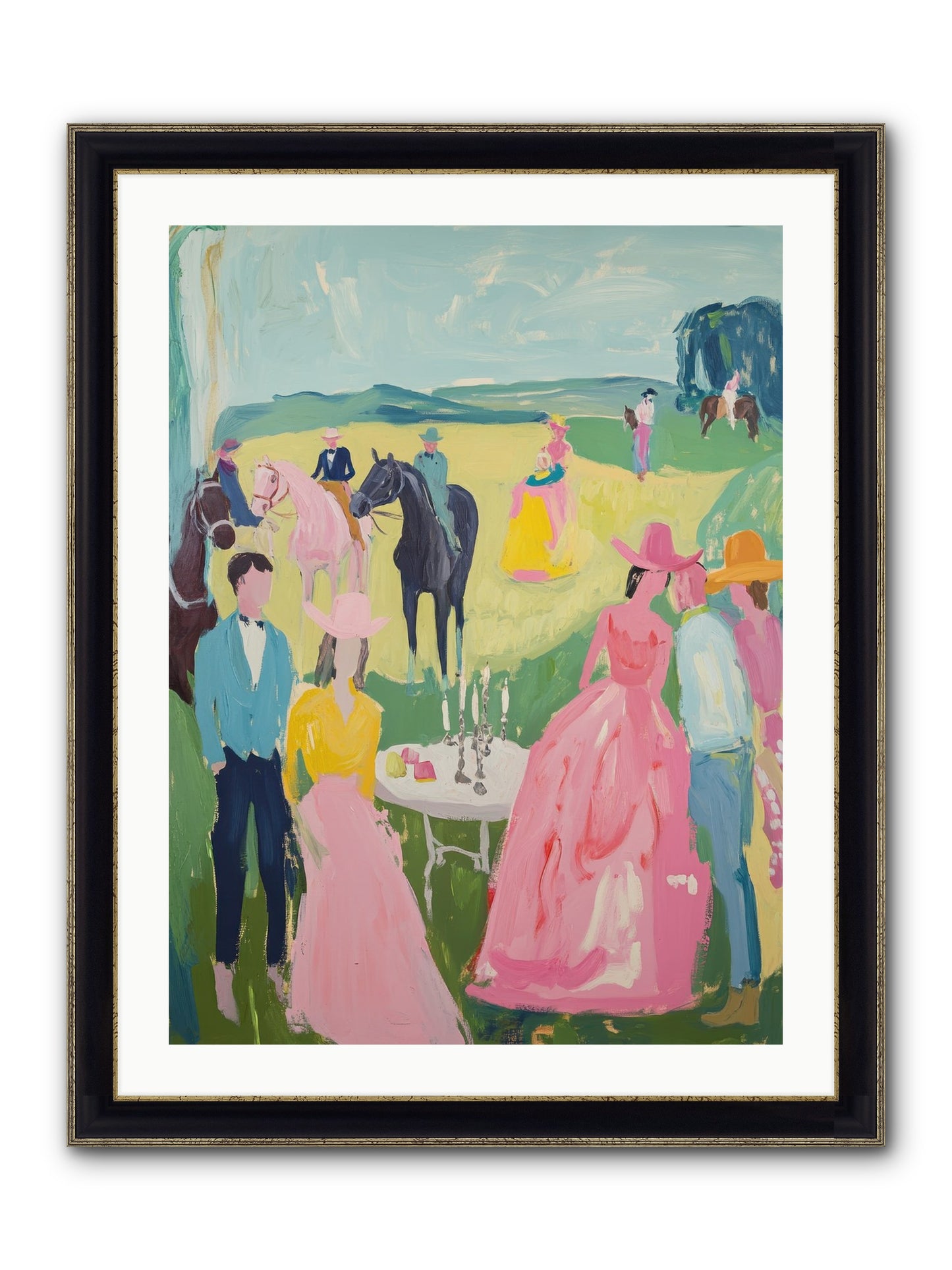 Wrangler's Waltz Framed Print - Black & Gold 24x32