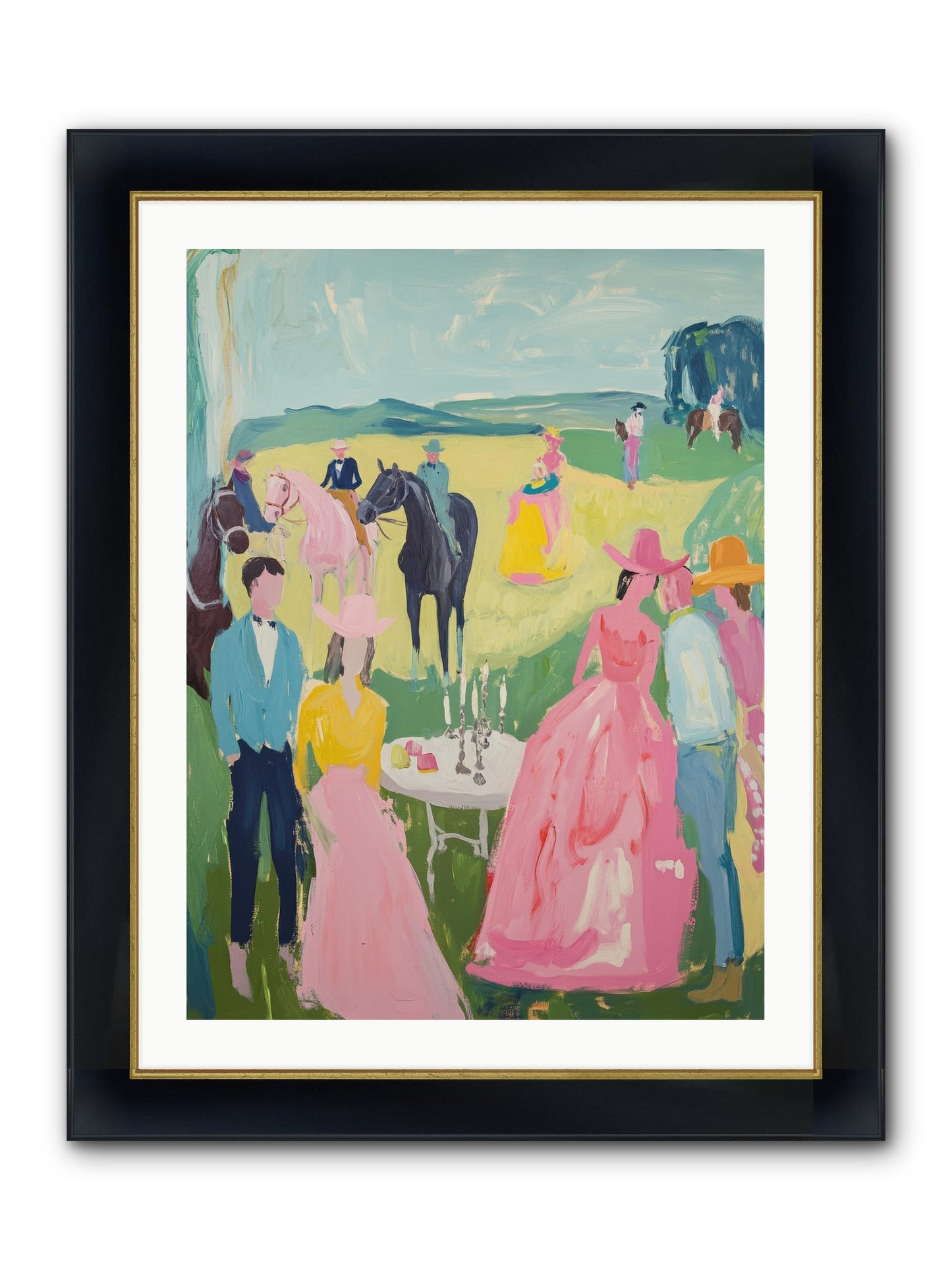 Wrangler's Waltz Framed Print - Wide Black w/Gold 24x32
