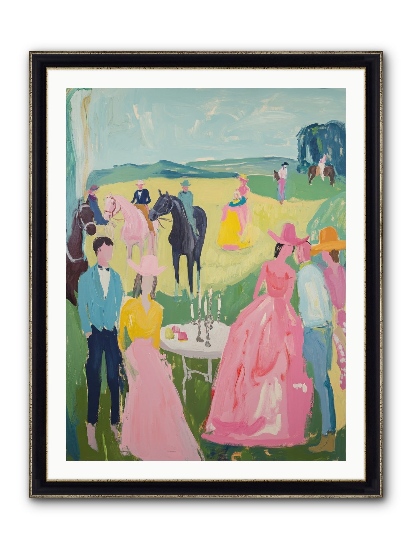 Wrangler's Waltz Framed Print - Black & Gold 30x40