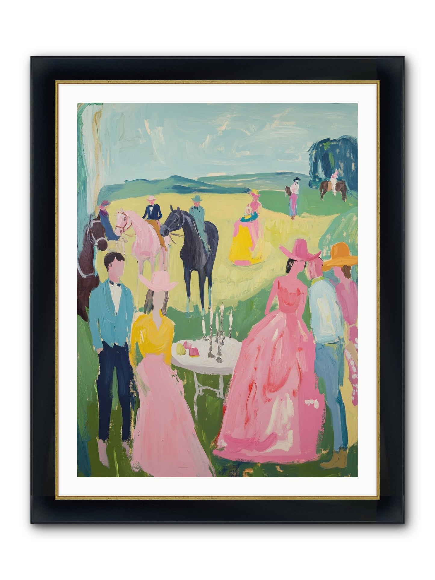 Wrangler's Waltz Framed Print - Wide Black w/Gold 30x40